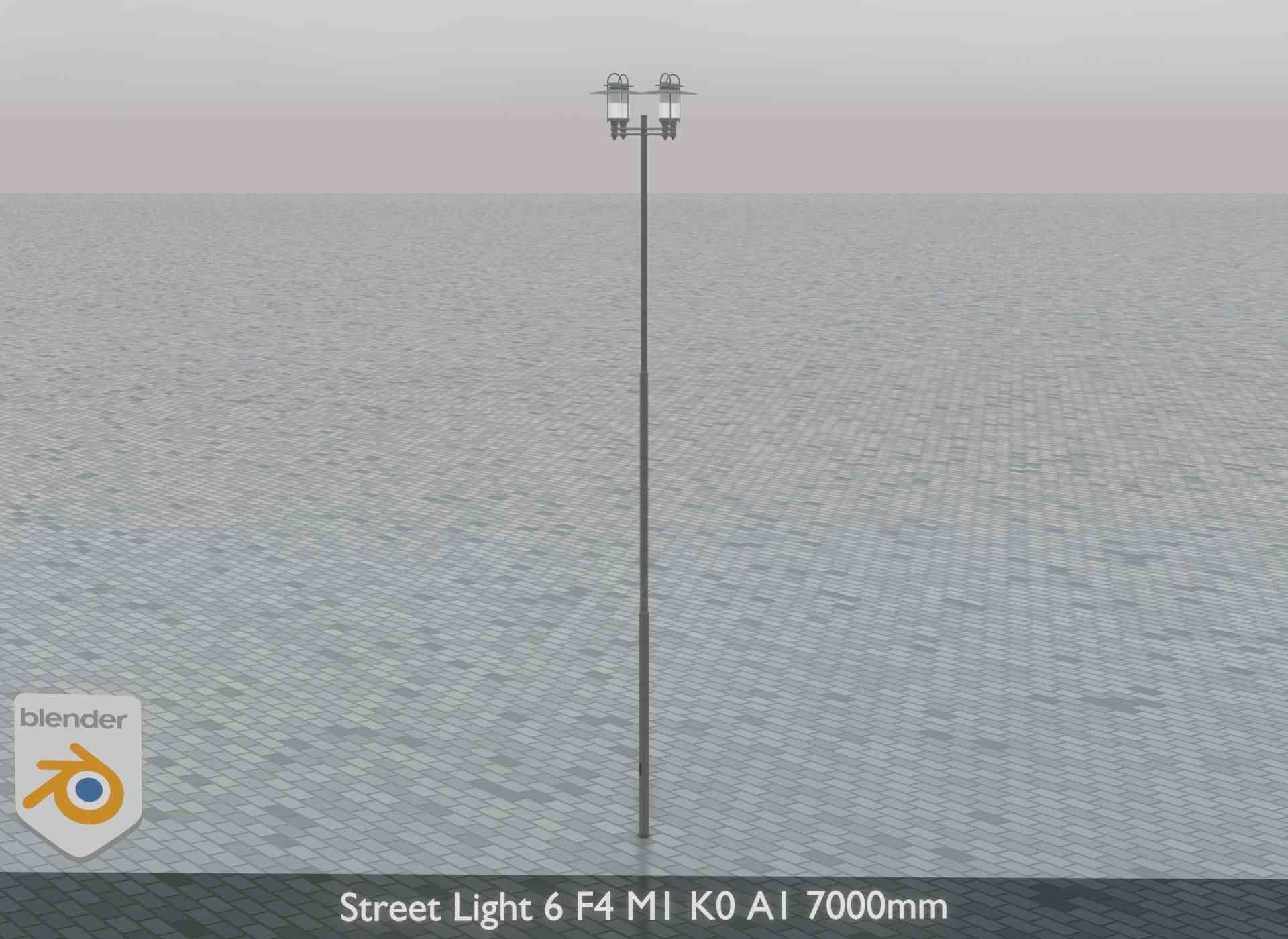 Street Light 6 F4 M1 K0 A1 7000mm Low-poly 3D model_3