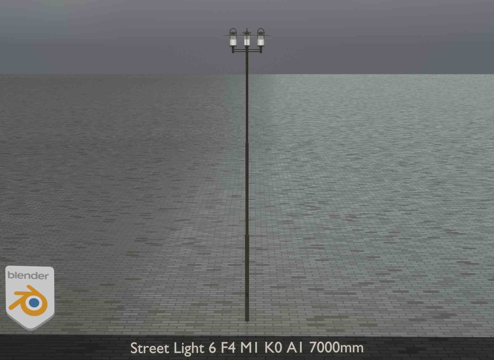 Street Light 6 F4 M1 K0 A1 7000mm Low-poly 3D model_10