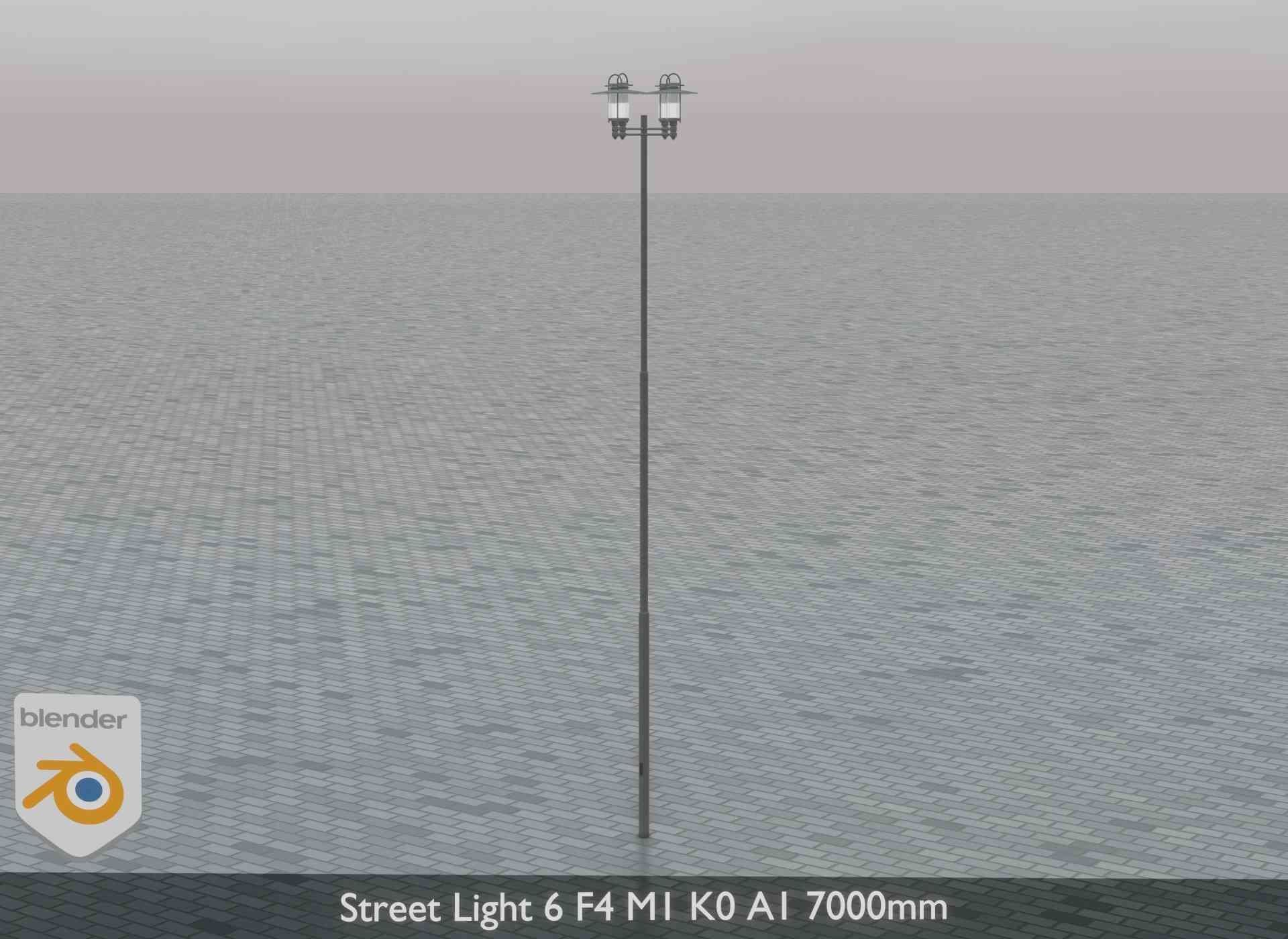 Street Light 6 F4 M1 K0 A1 7000mm Low-poly 3D model_2