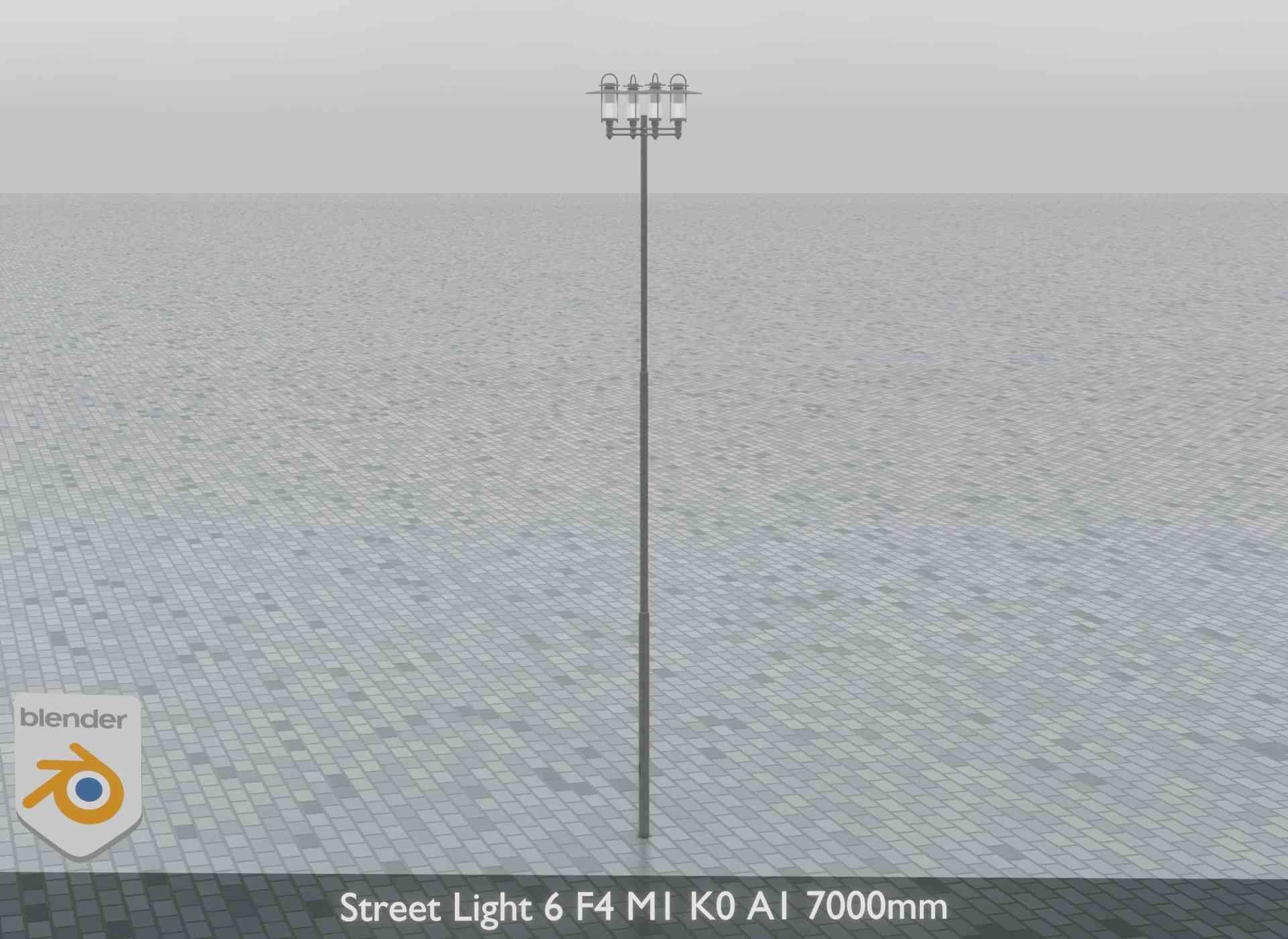 Street Light 6 F4 M1 K0 A1 7000mm Low-poly 3D model_4