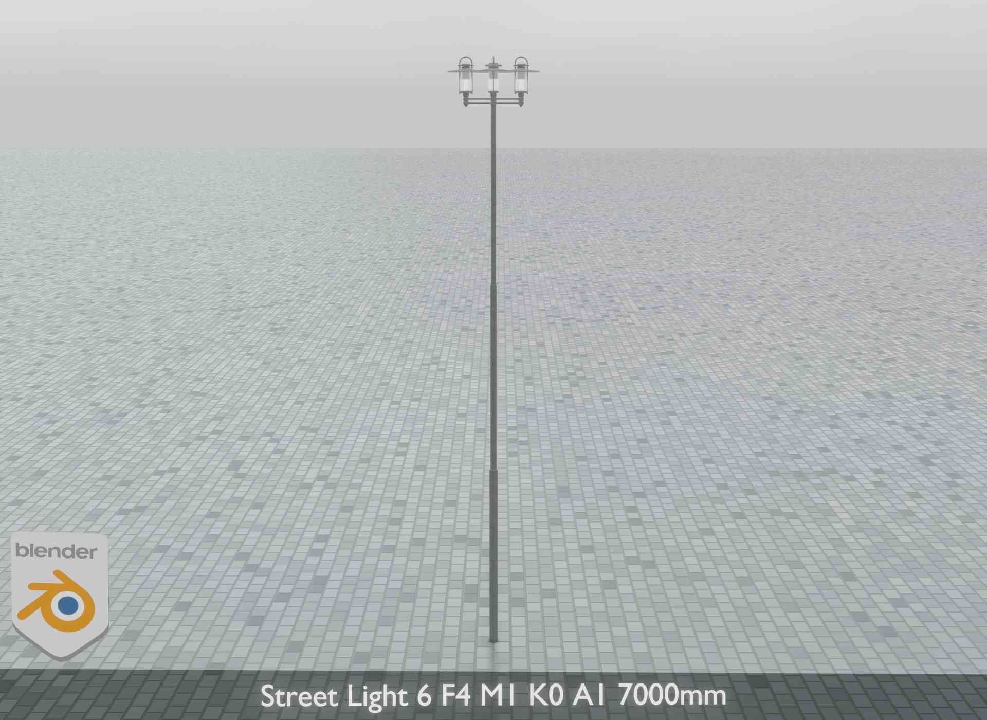 Street Light 6 F4 M1 K0 A1 7000mm Low-poly 3D model_5