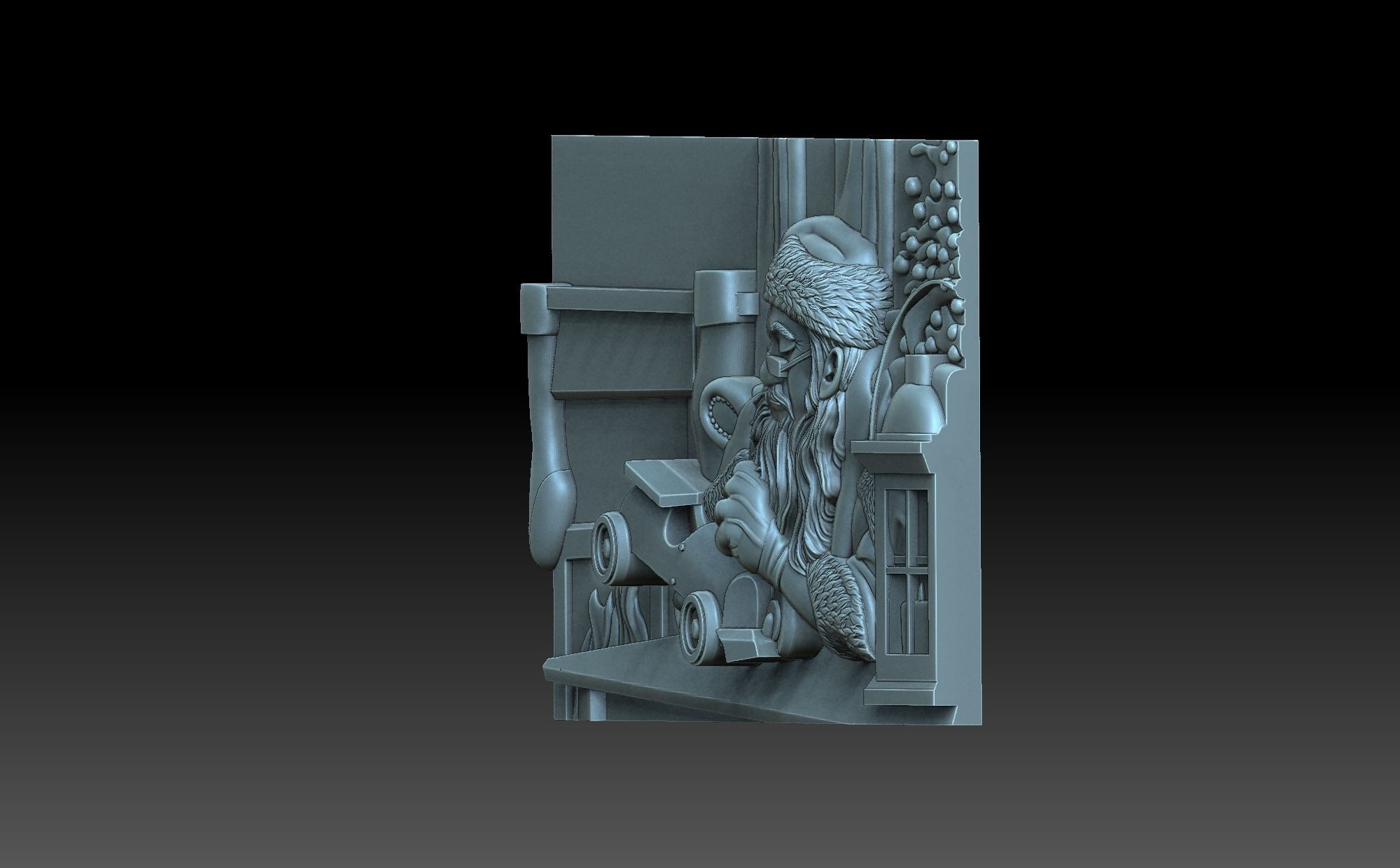 Santa Claus with a car 3D print model_2