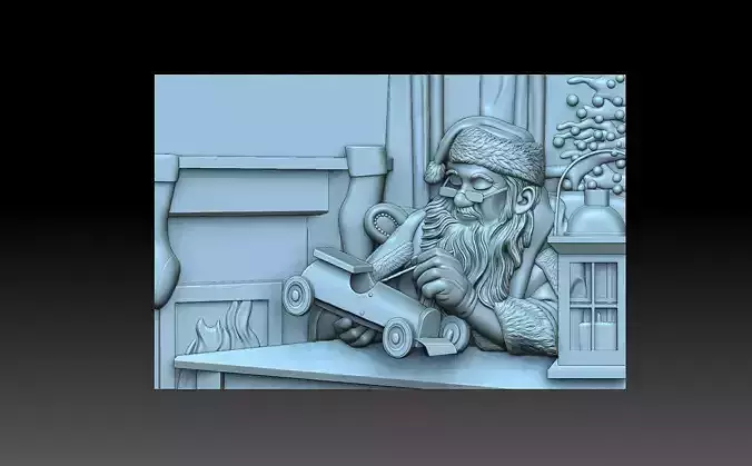 Santa Claus with a car 3D print model
