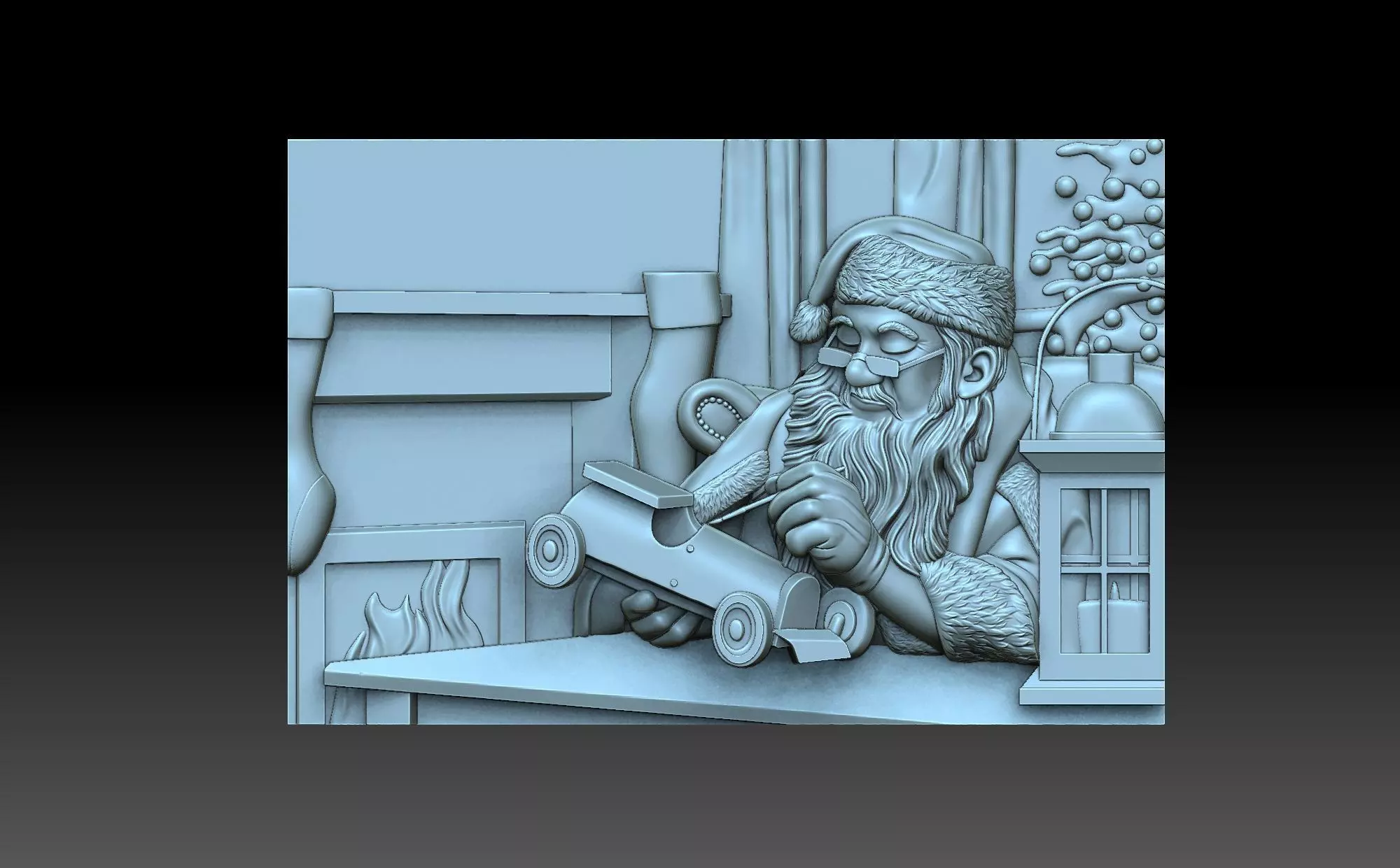 Santa Claus with a car 3D print model_0