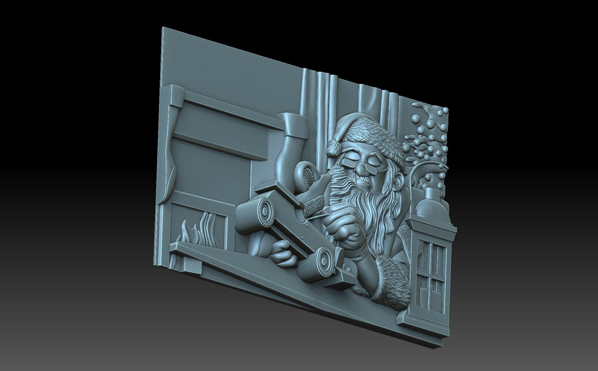 Santa Claus with a car 3D print model_4