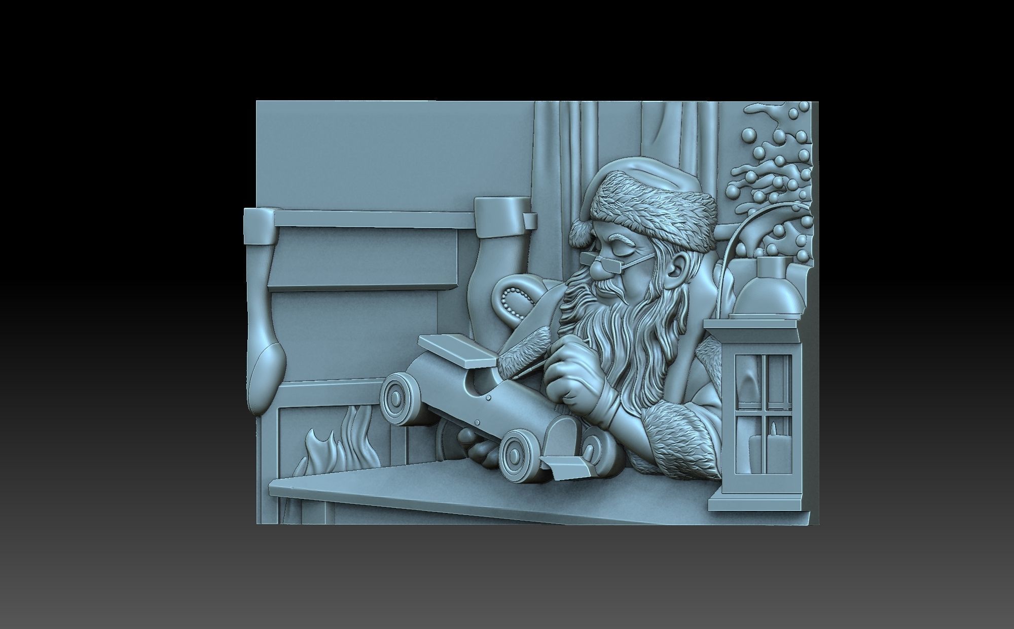 Santa Claus with a car 3D print model_1