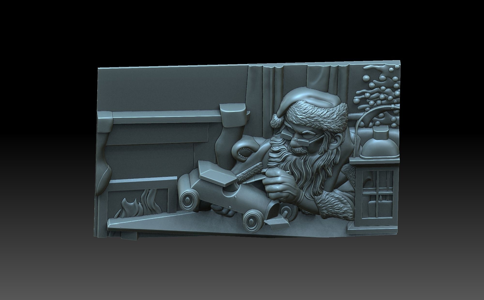 Santa Claus with a car 3D print model_5