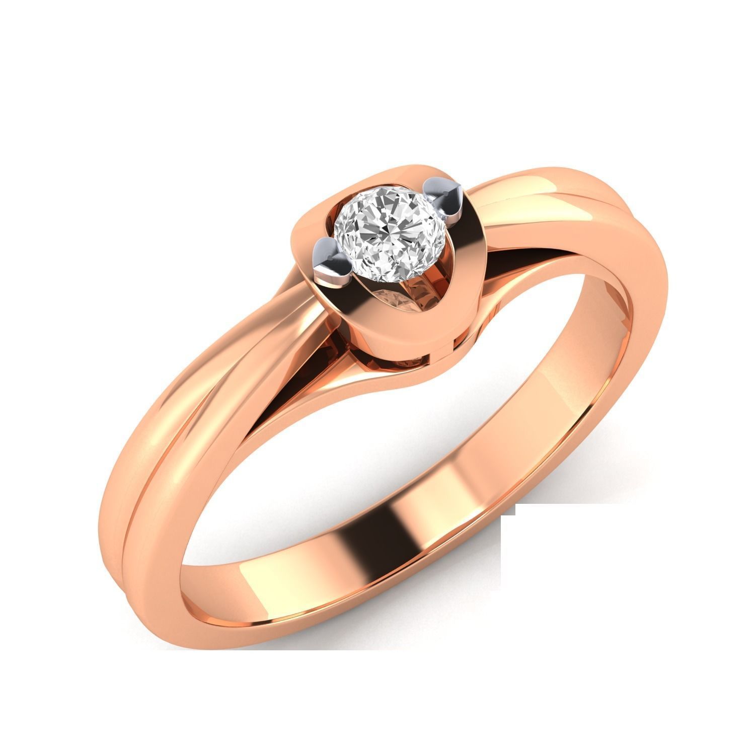 Women Solitaire Engagement Ring STL OBJ FBX Renders Details 3D print model_4