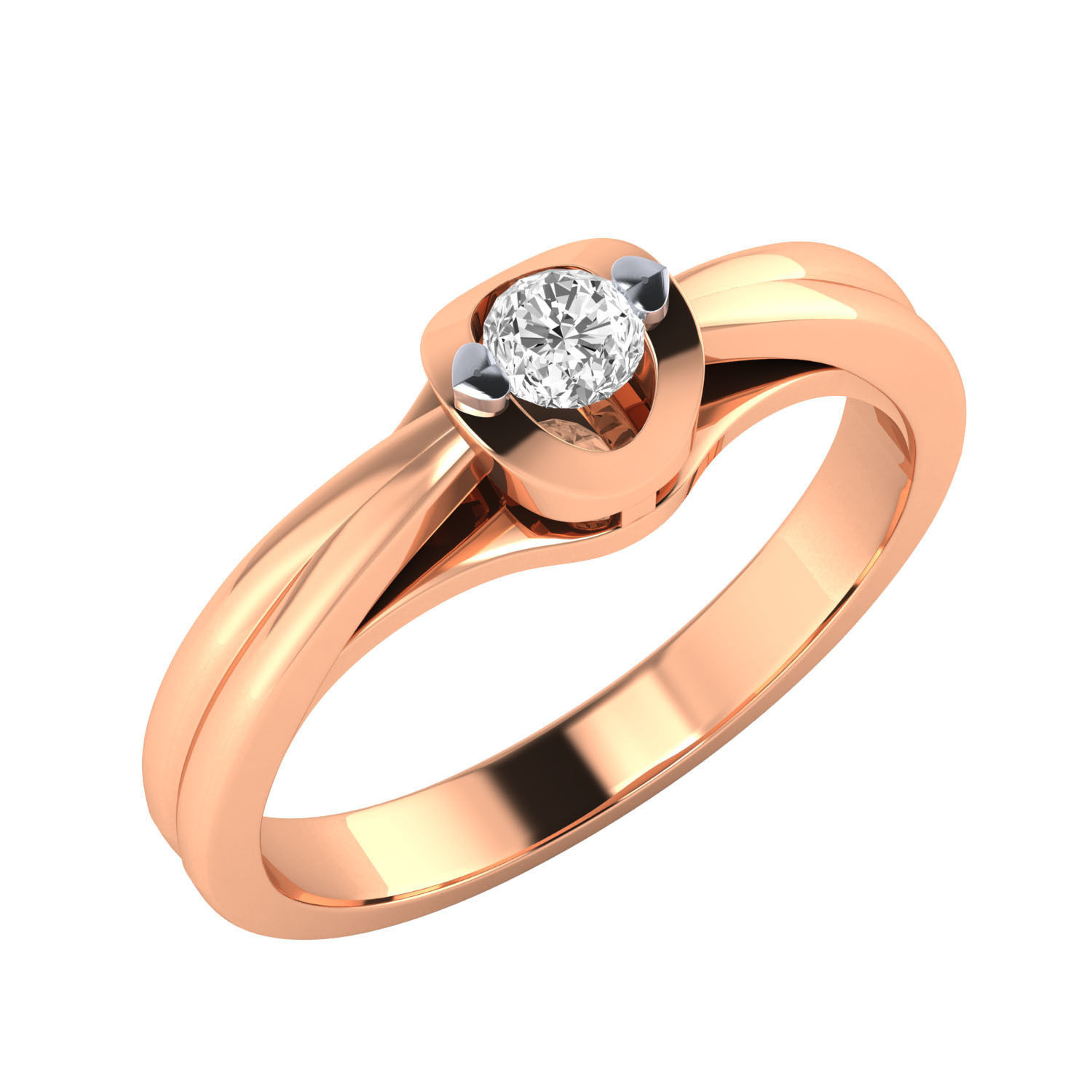 Women Solitaire Engagement Ring STL OBJ FBX Renders Details 3D print model_3