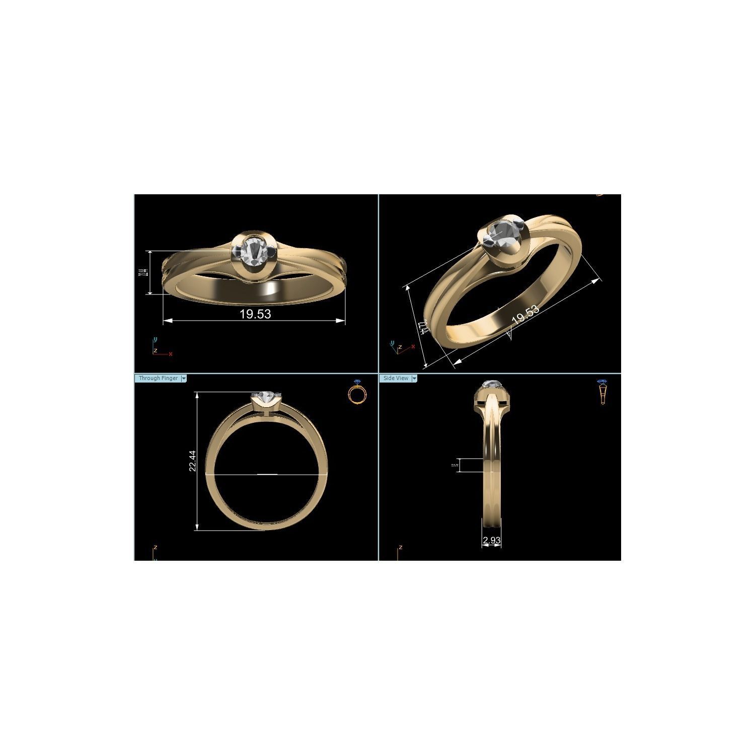 Women Solitaire Engagement Ring STL OBJ FBX Renders Details 3D print model_25