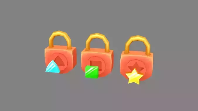 Cartoon padlock - gemstone - Solving puzzles