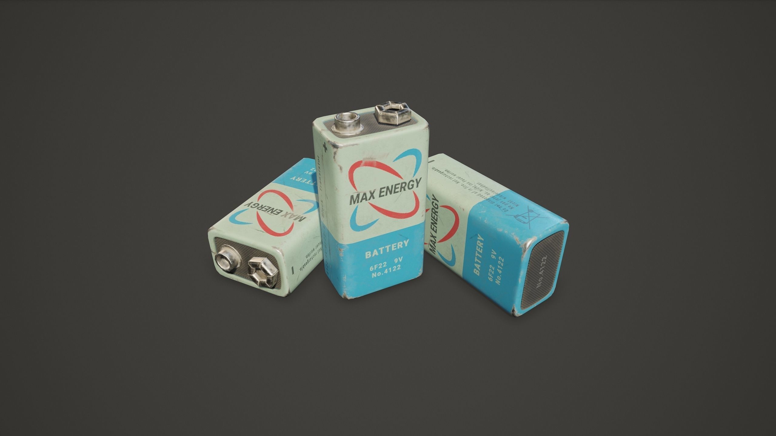 Battery PP3 9v - PBR Game Ready Low-poly 3D model_6