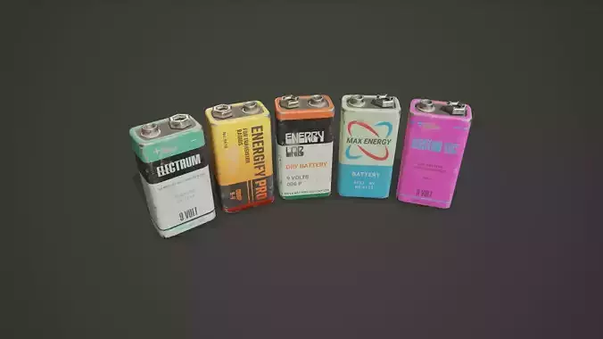 Battery PP3 9v - PBR Game Ready Low-poly 3D model