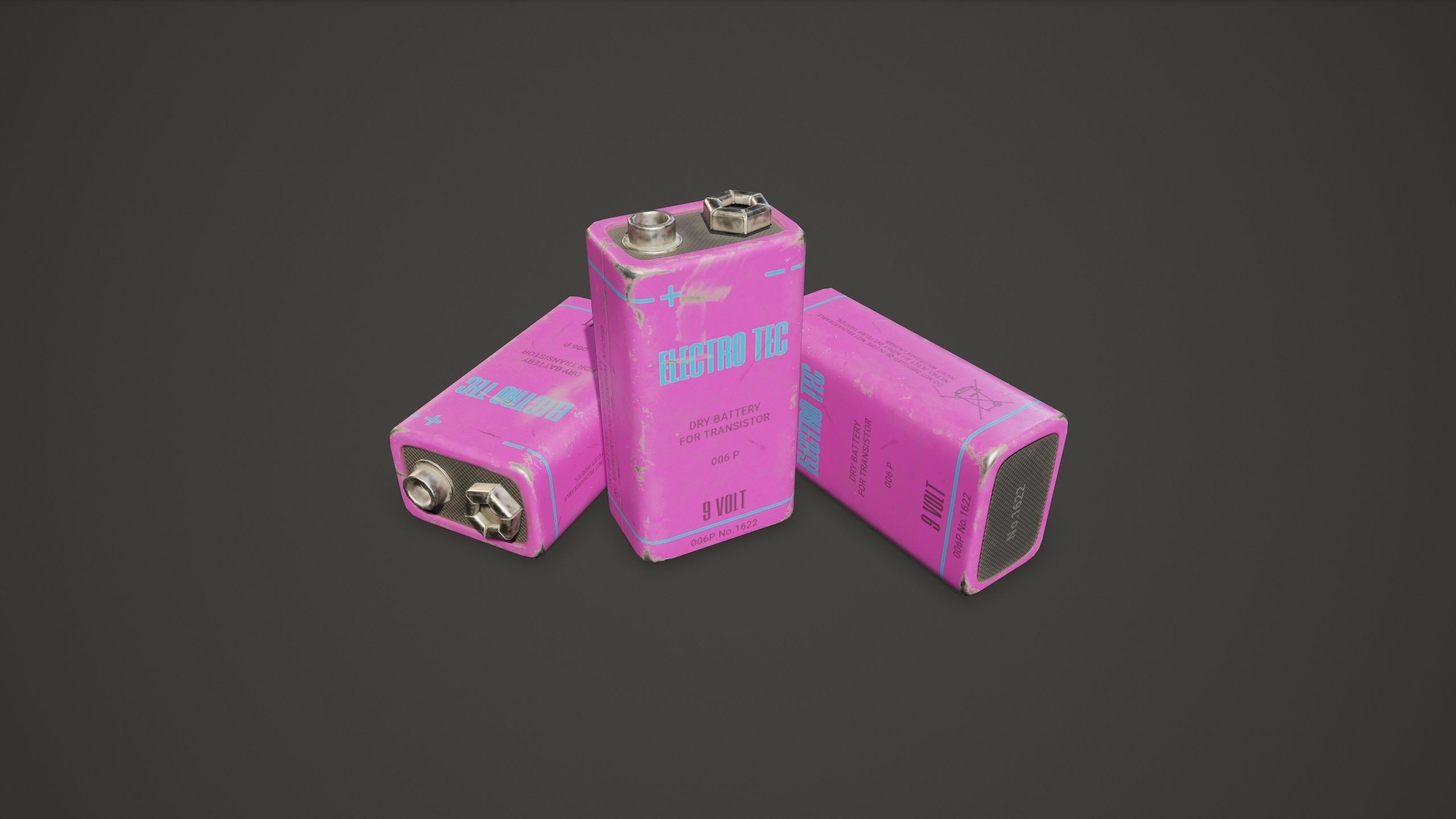 Battery PP3 9v - PBR Game Ready Low-poly 3D model_9