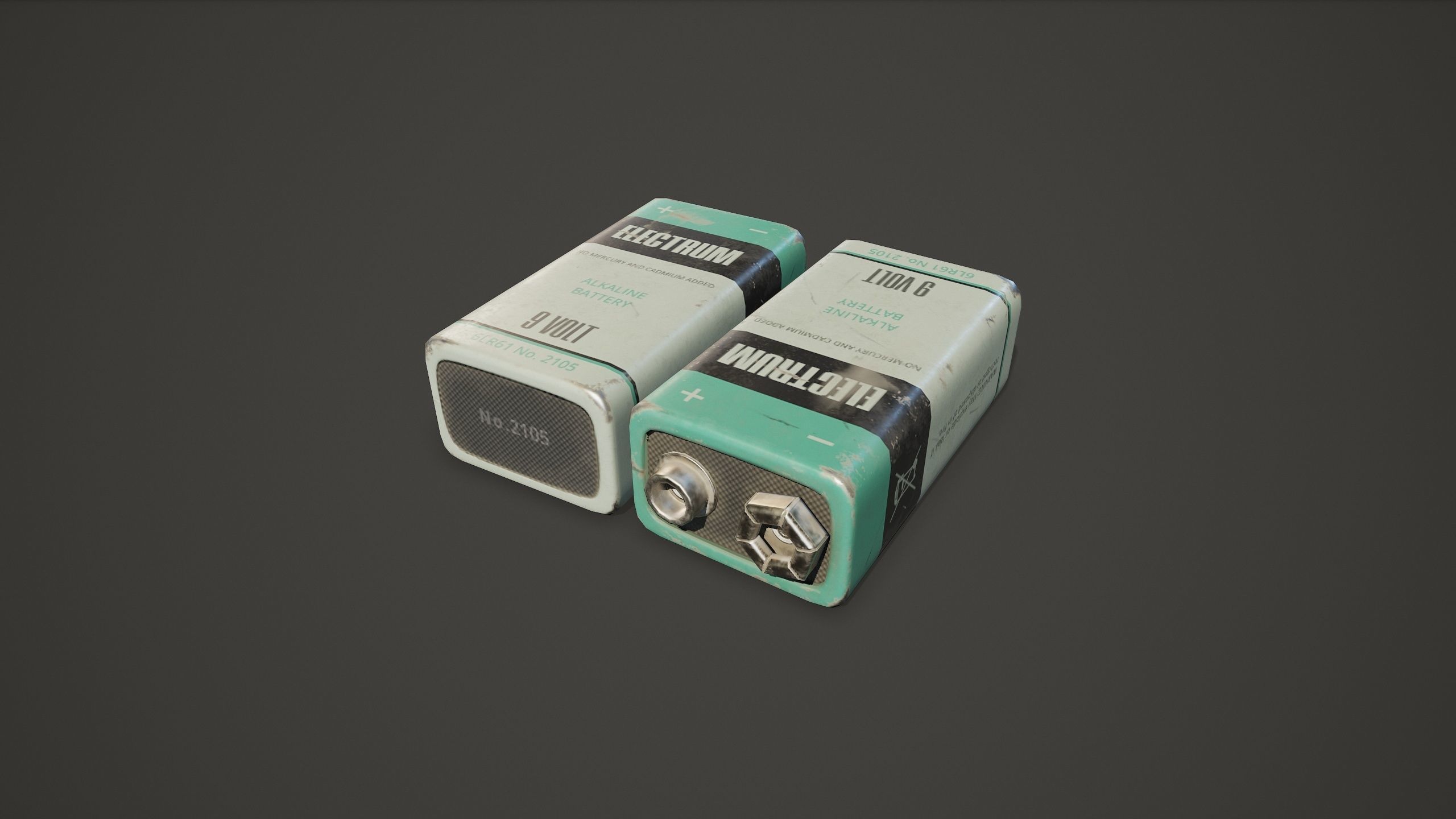 Battery PP3 9v - PBR Game Ready Low-poly 3D model_14