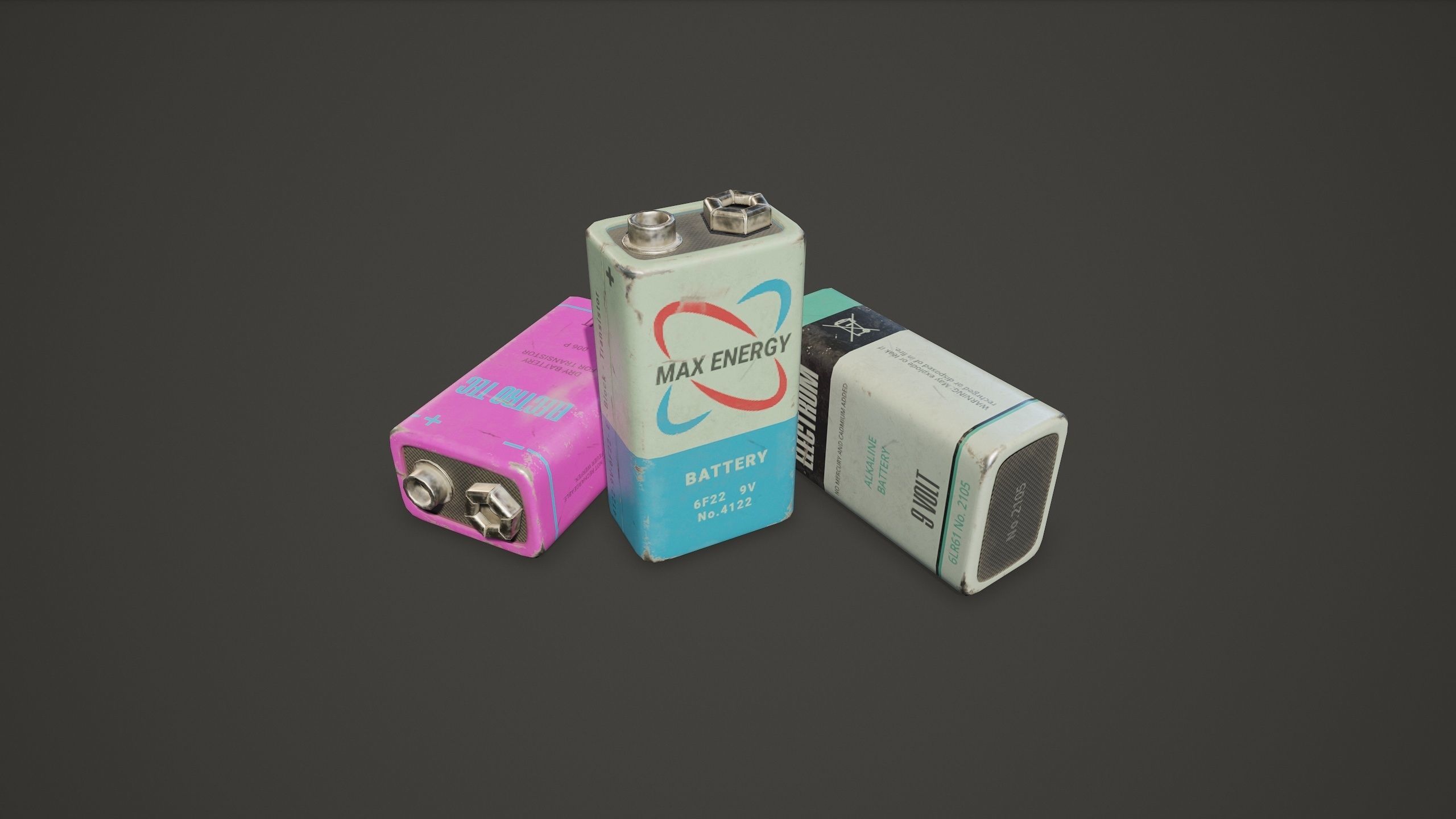 Battery PP3 9v - PBR Game Ready Low-poly 3D model_4