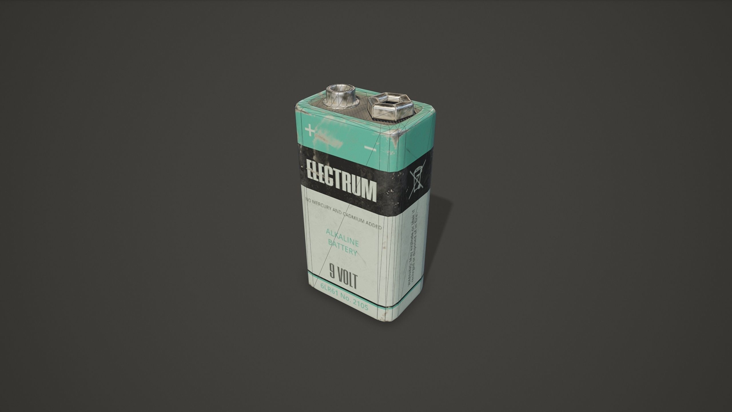 Battery PP3 9v - PBR Game Ready Low-poly 3D model_12