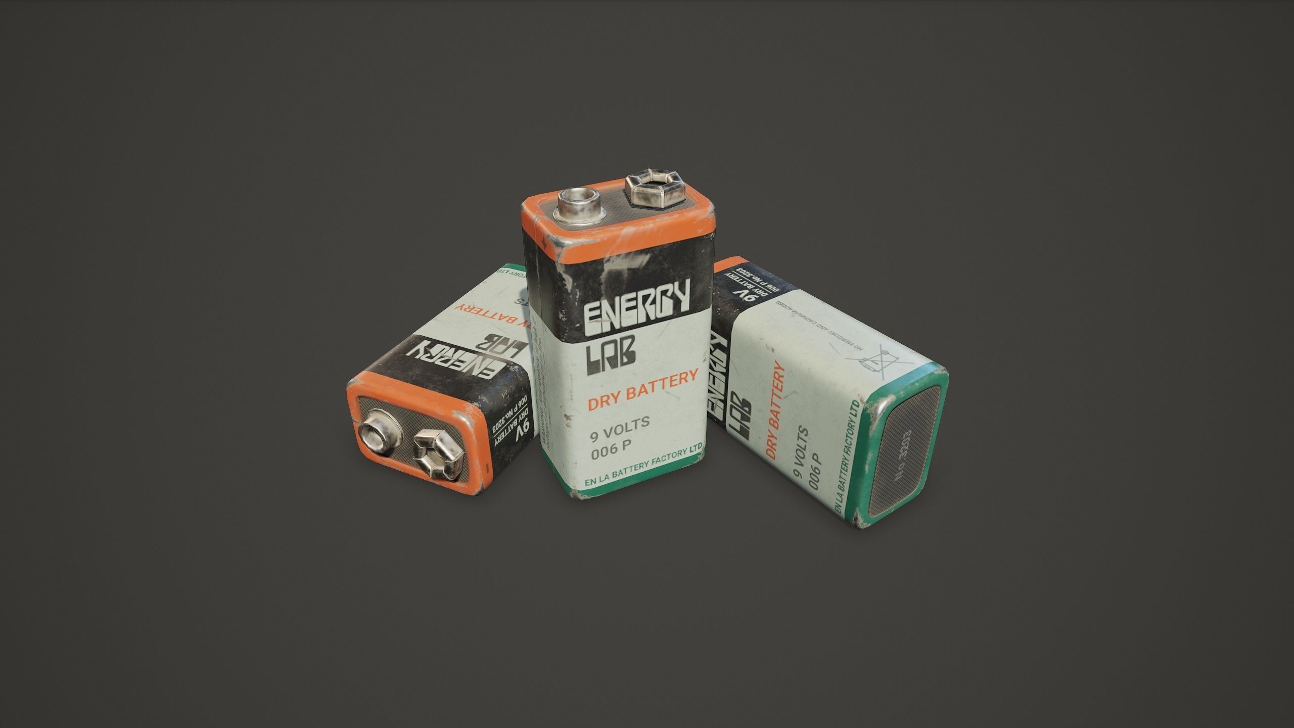 Battery PP3 9v - PBR Game Ready Low-poly 3D model_10