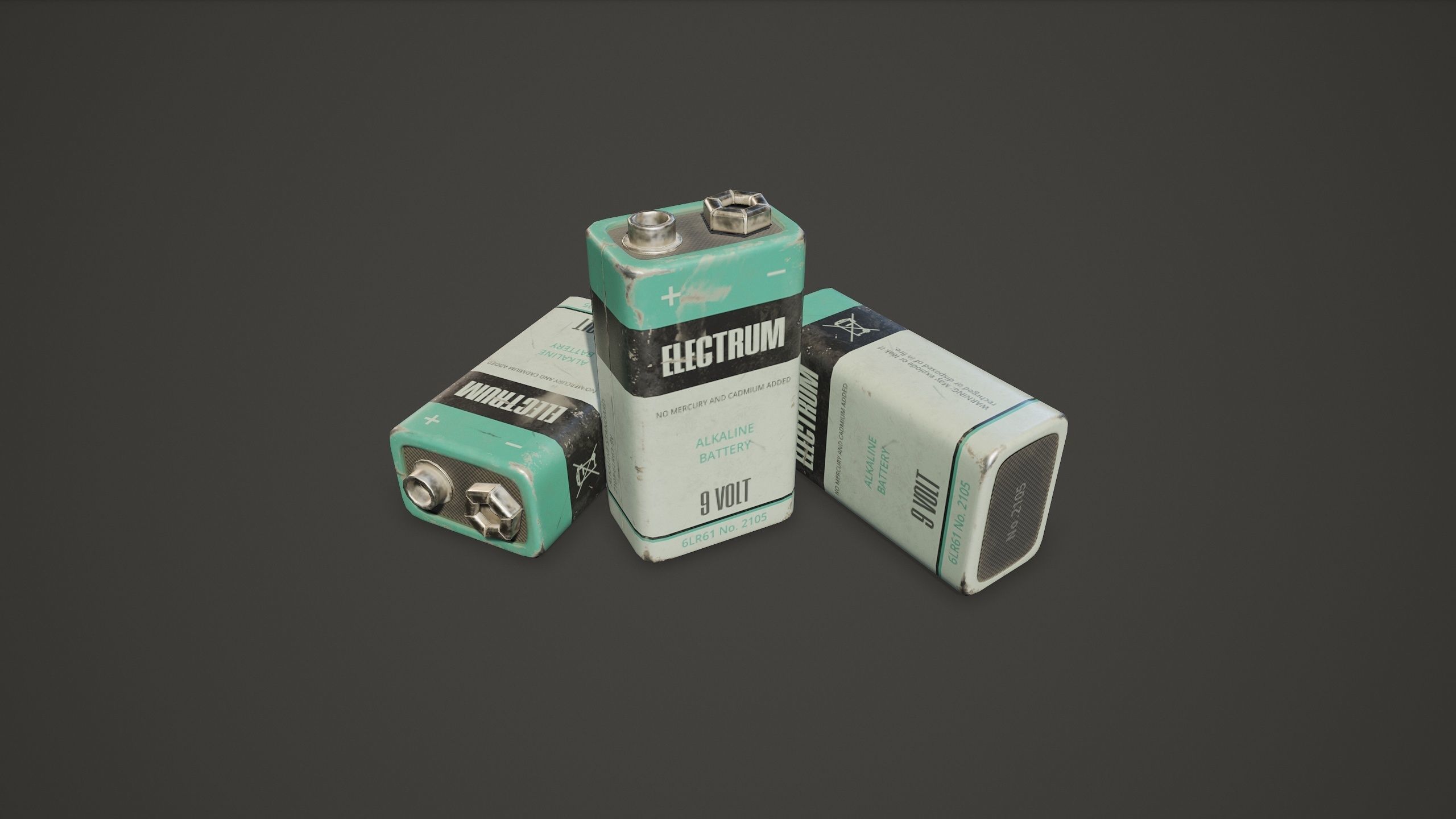 Battery PP3 9v - PBR Game Ready Low-poly 3D model_7