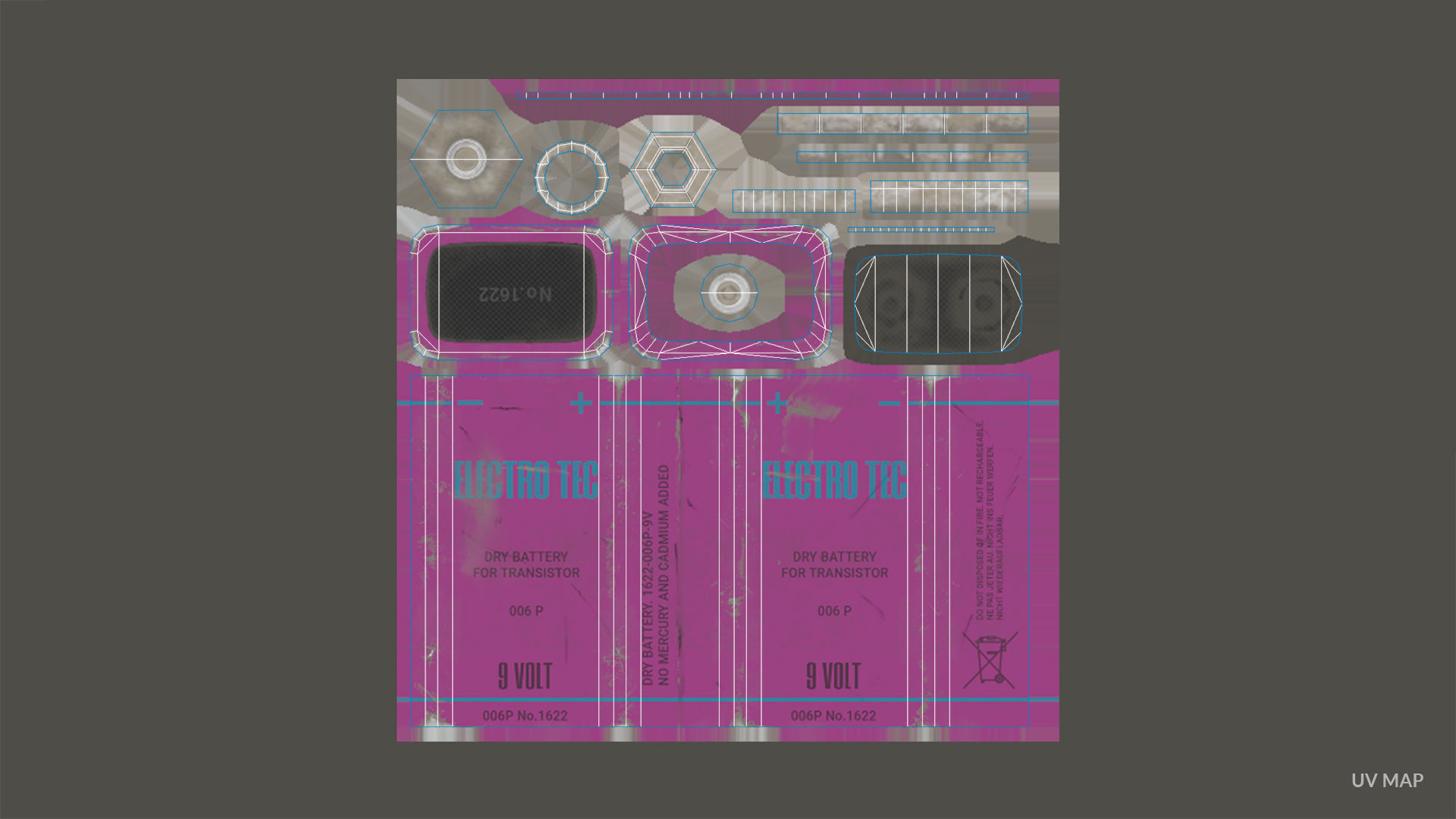 Battery PP3 9v - PBR Game Ready Low-poly 3D model_18