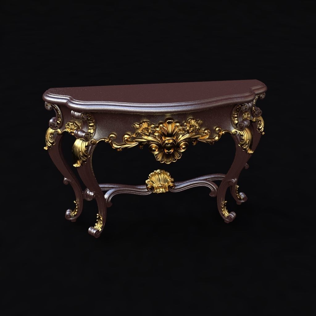 dressing table with mirror set 3D model_5