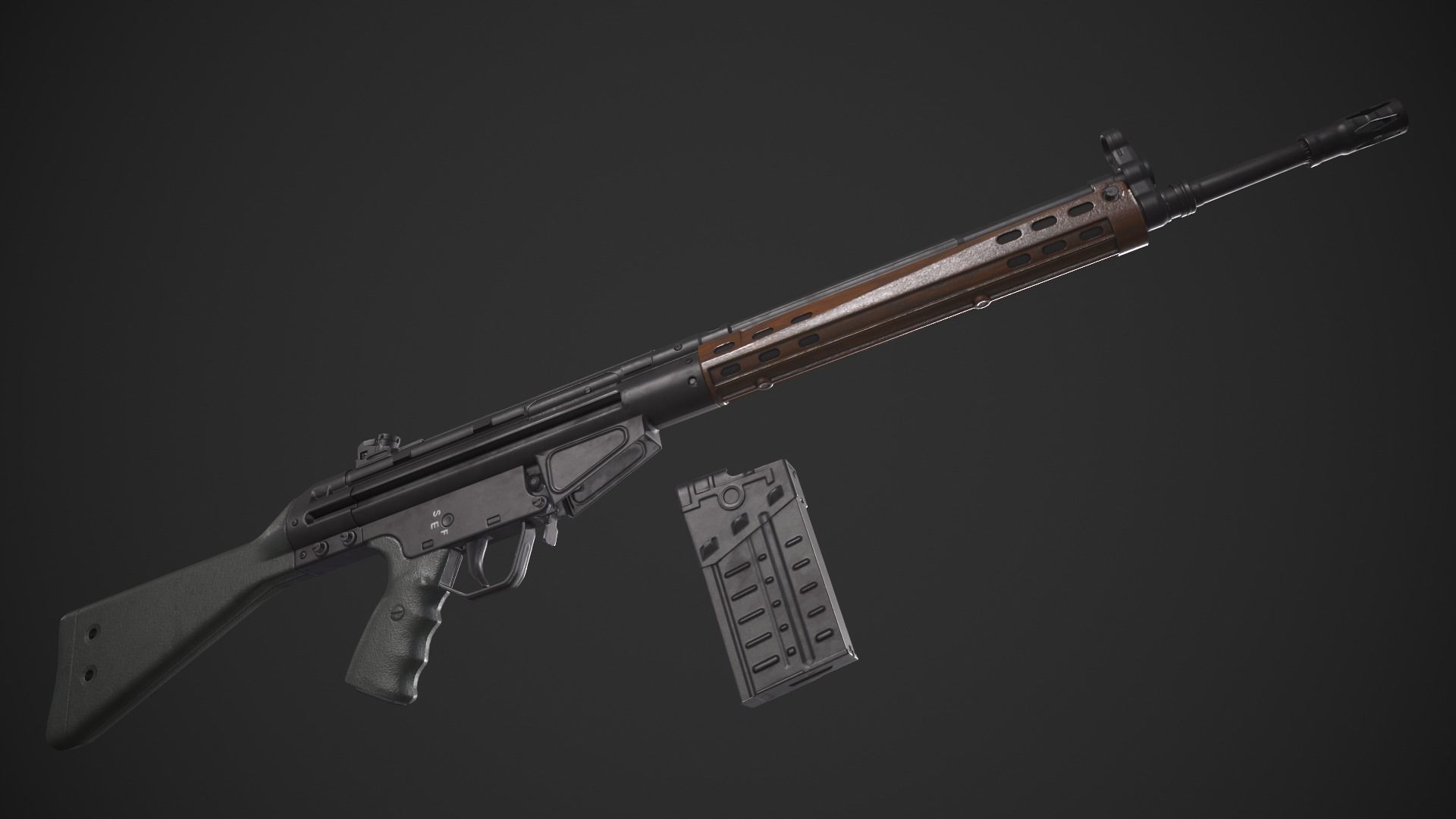 Heckler and Koch Gewehr 3 A3 Low-poly 3D model_8