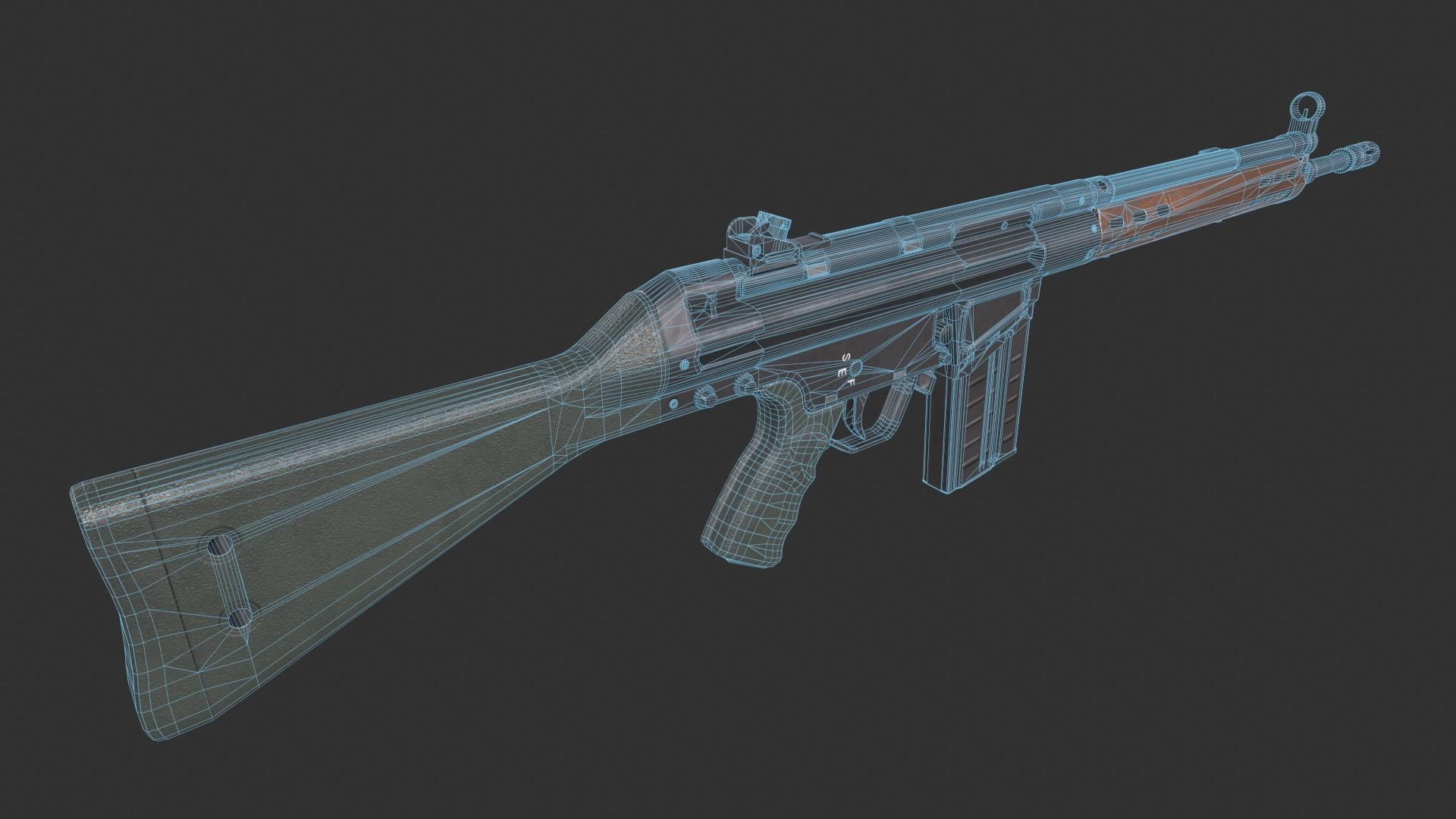 Heckler and Koch Gewehr 3 A3 Low-poly 3D model_5