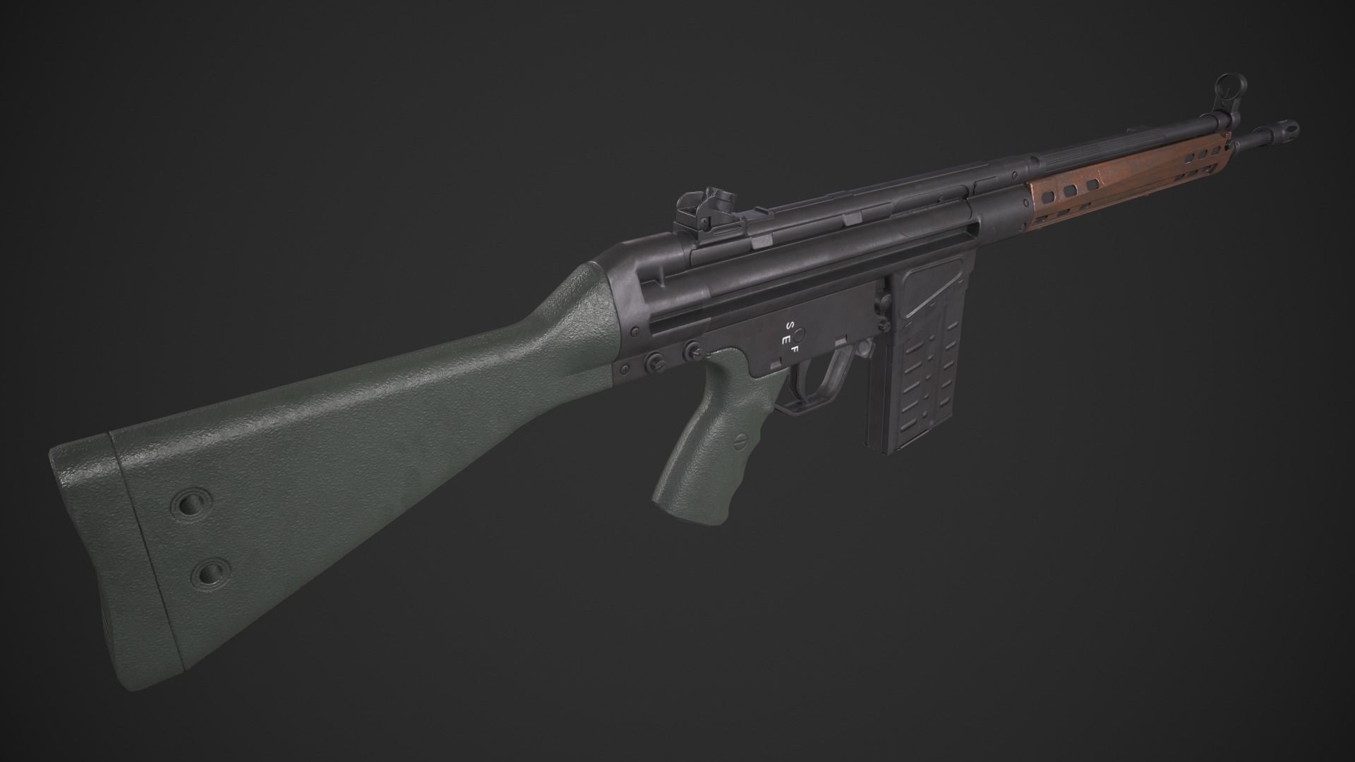 Heckler and Koch Gewehr 3 A3 Low-poly 3D model_4