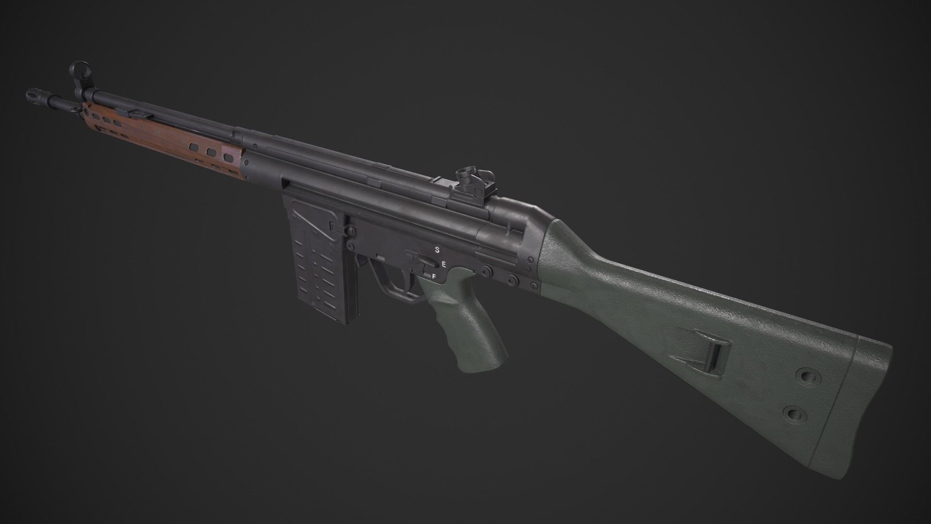Heckler and Koch Gewehr 3 A3 Low-poly 3D model_2