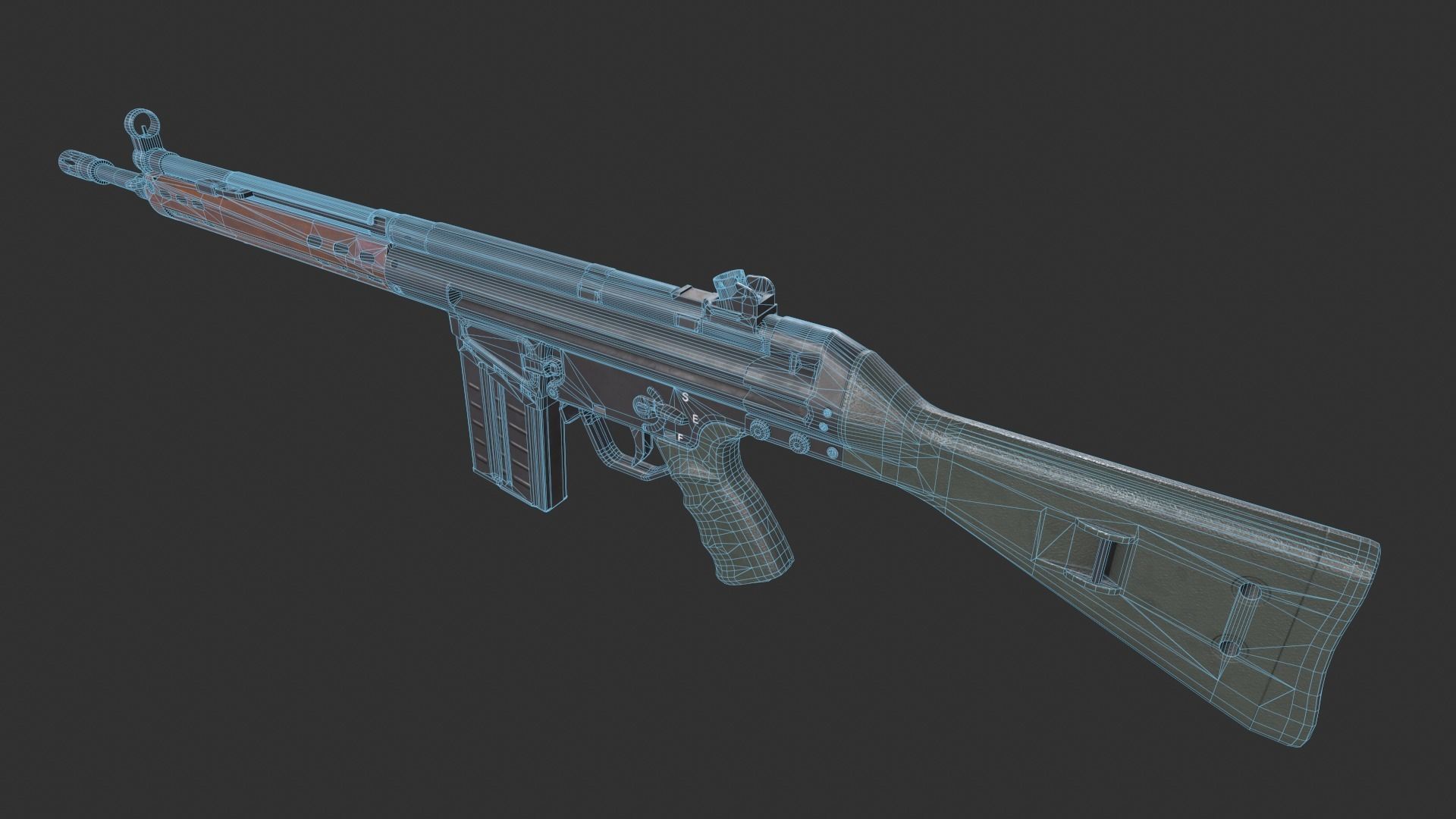 Heckler and Koch Gewehr 3 A3 Low-poly 3D model_3