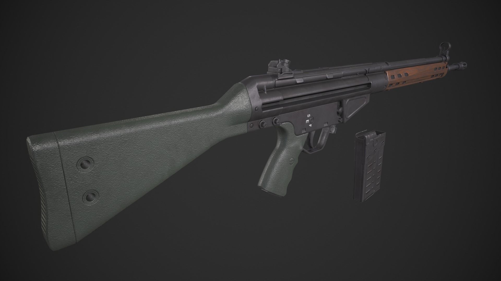 Heckler and Koch Gewehr 3 A3 Low-poly 3D model_6
