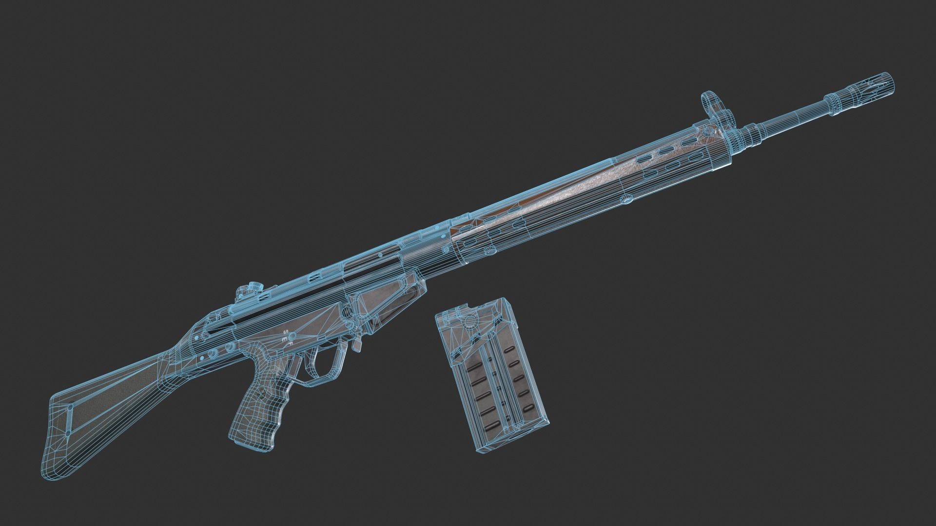 Heckler and Koch Gewehr 3 A3 Low-poly 3D model_9