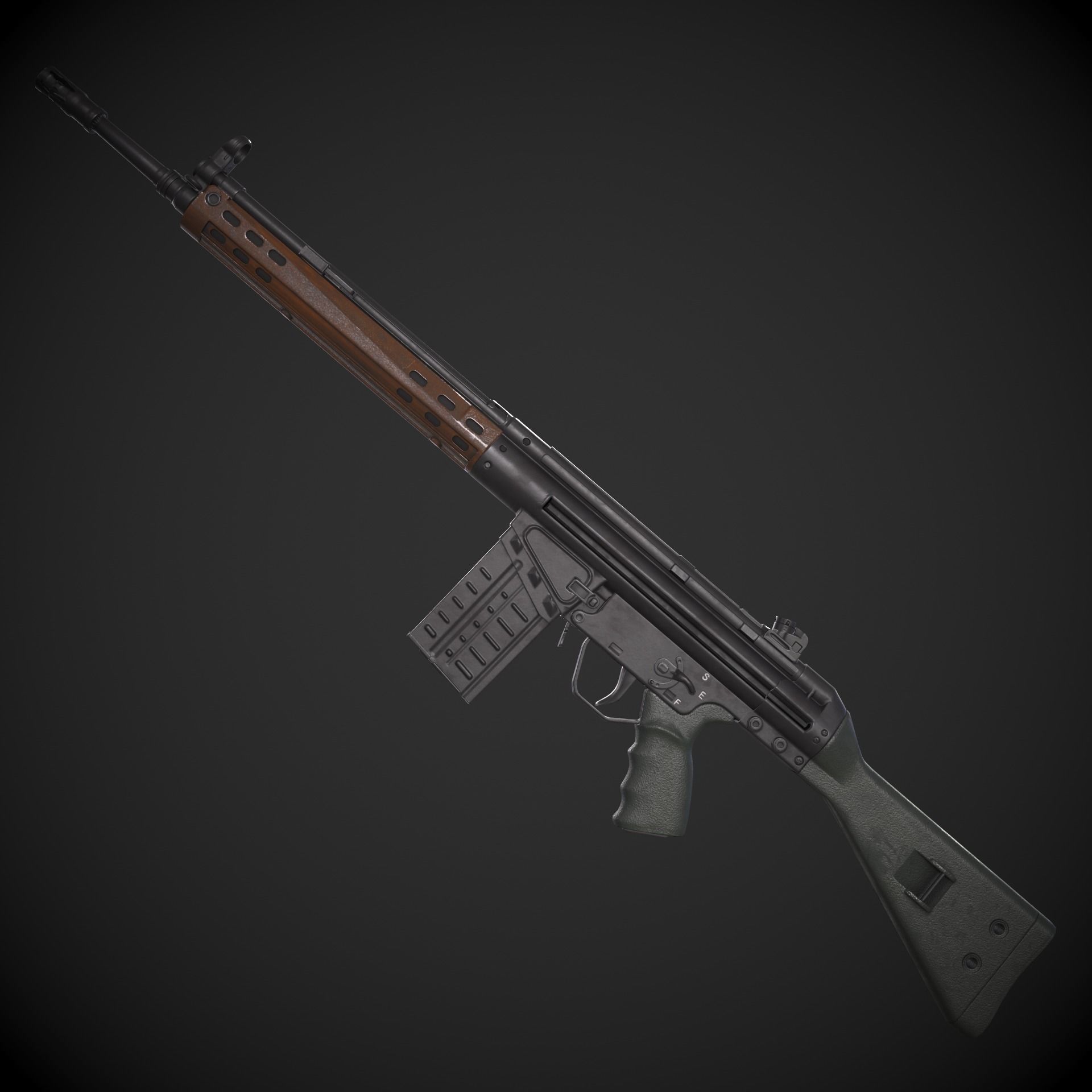 Heckler and Koch Gewehr 3 A3 Low-poly 3D model_10