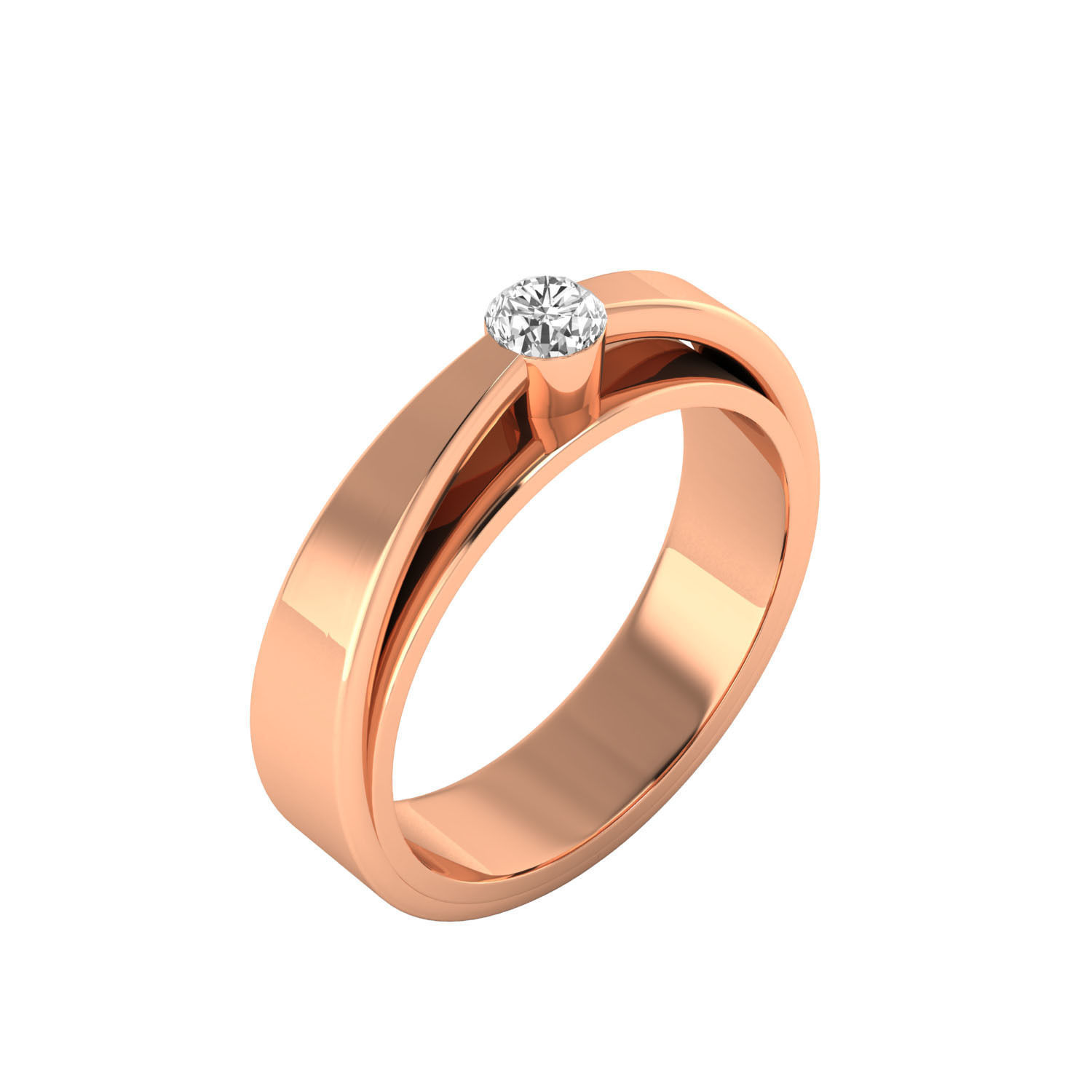 Women Solitaire Engagement Ring STL OBJ FBX Renders Details 3D print model_1