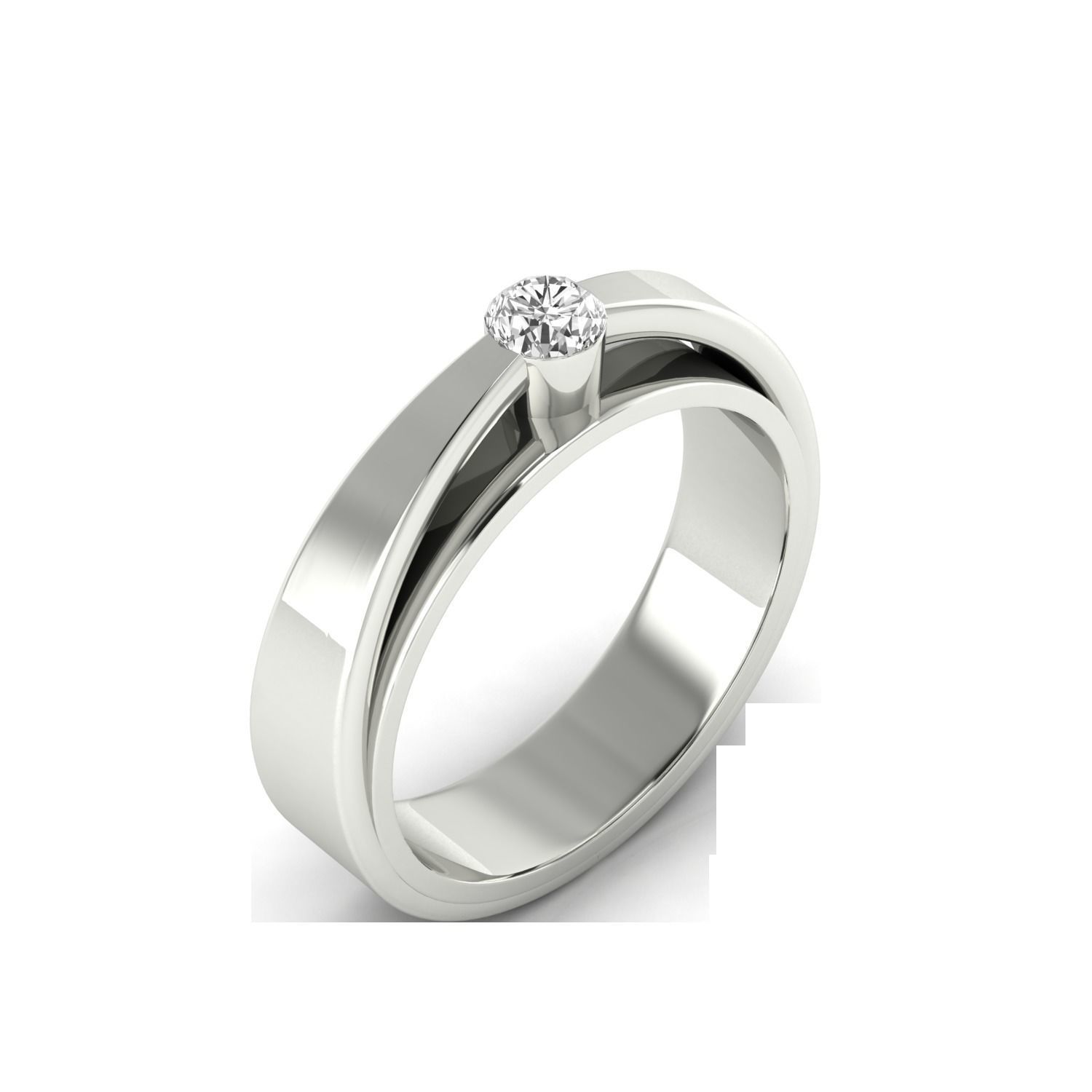 Women Solitaire Engagement Ring STL OBJ FBX Renders Details 3D print model_9