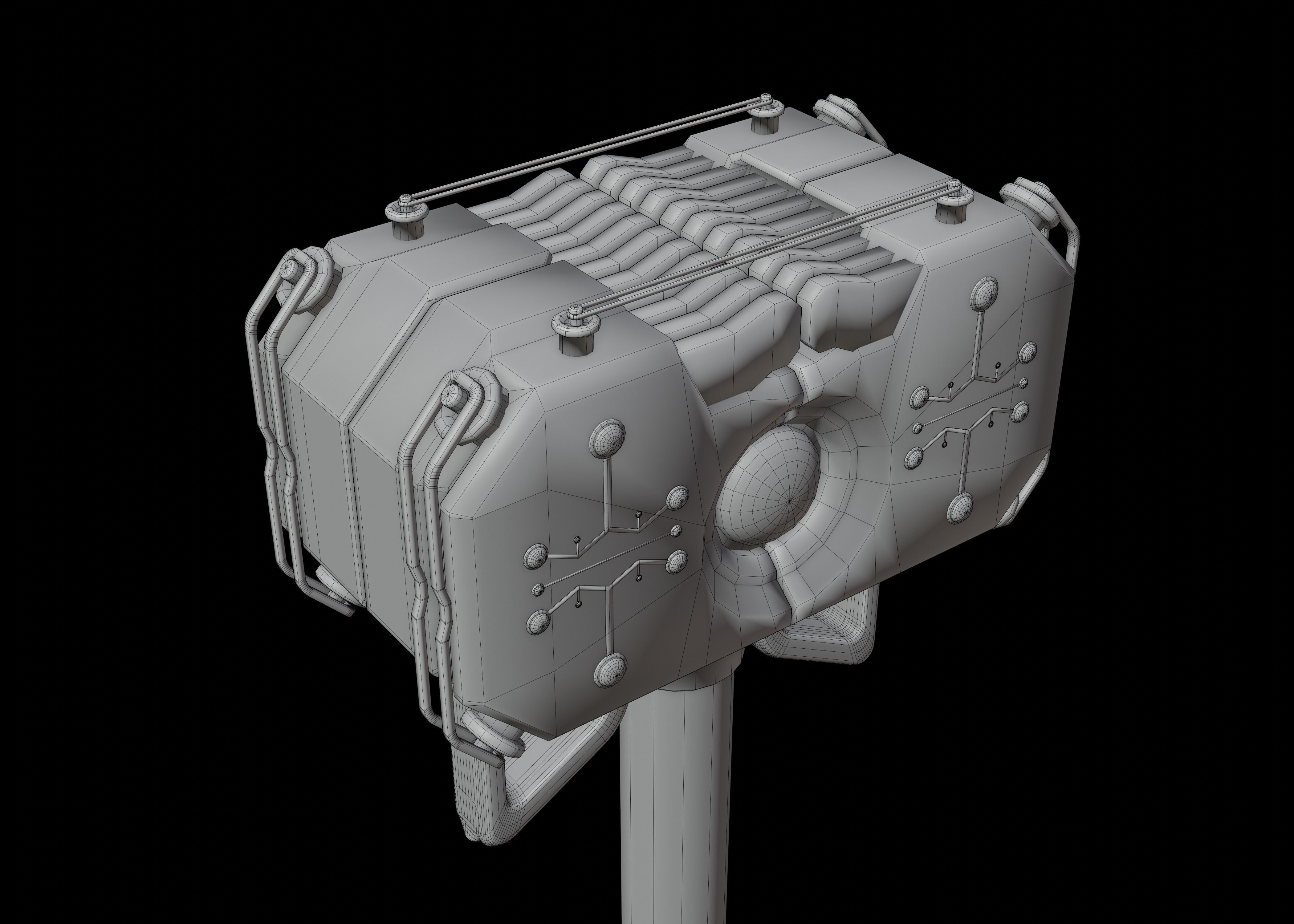 Shock Hammer Low-poly 3D model_7