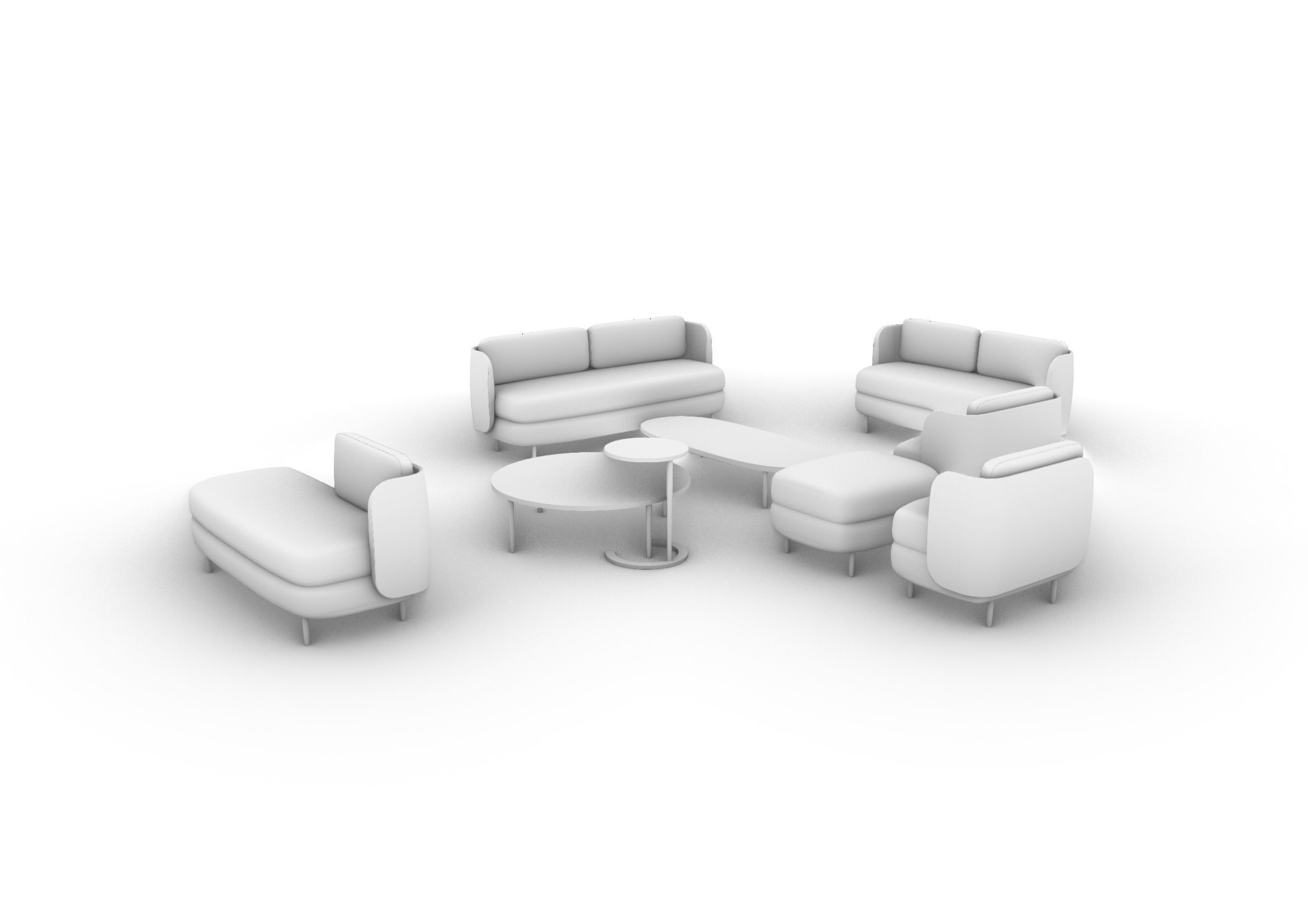 Modern Elegance Sofa and Coffee Table Set 3D model_6