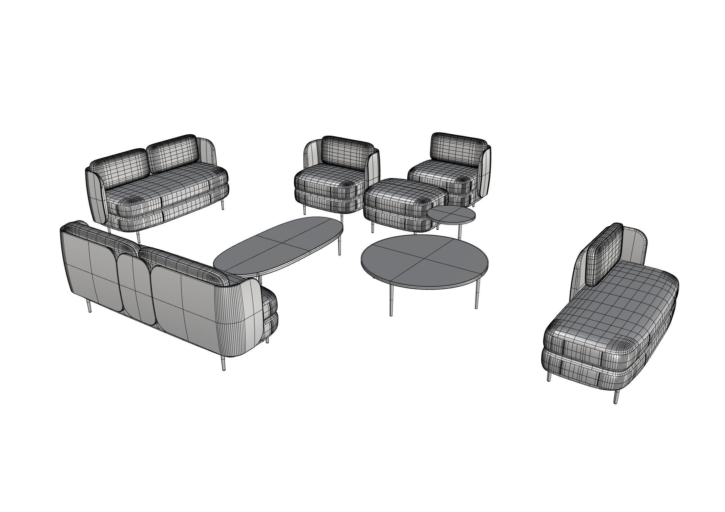 Modern Elegance Sofa and Coffee Table Set 3D model_7