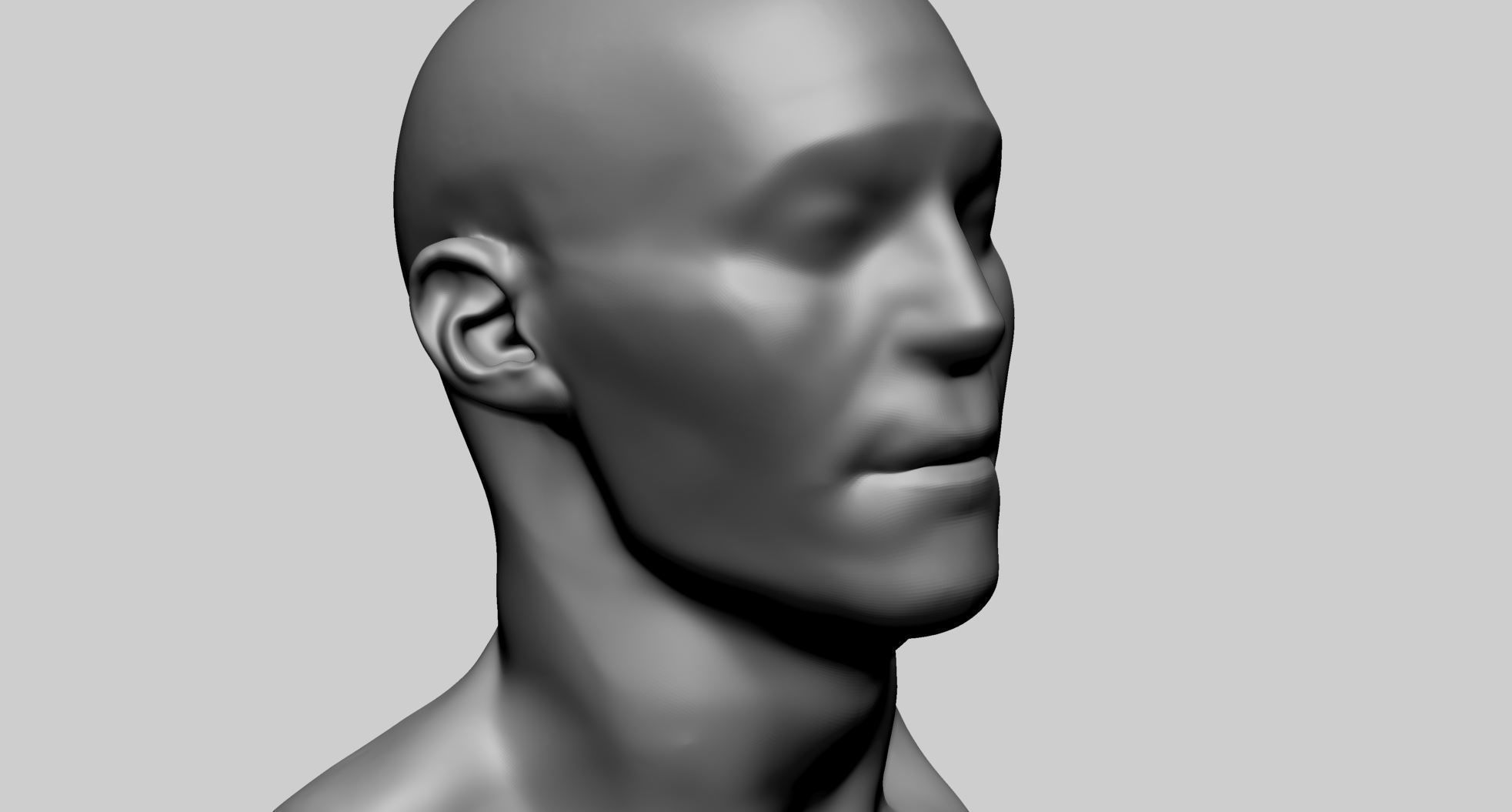Base Male Head J 3D model_8