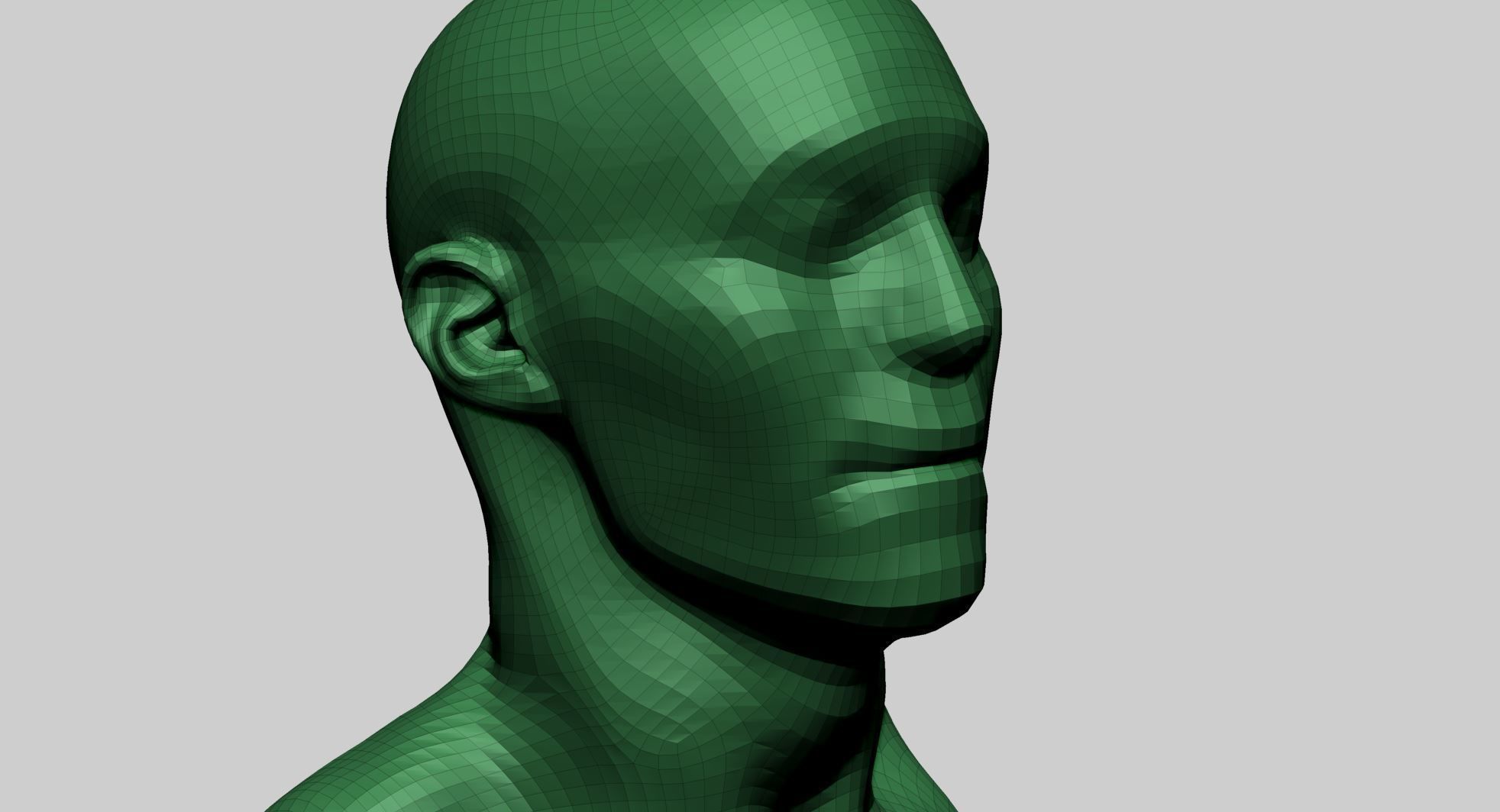Base Male Head J 3D model_9
