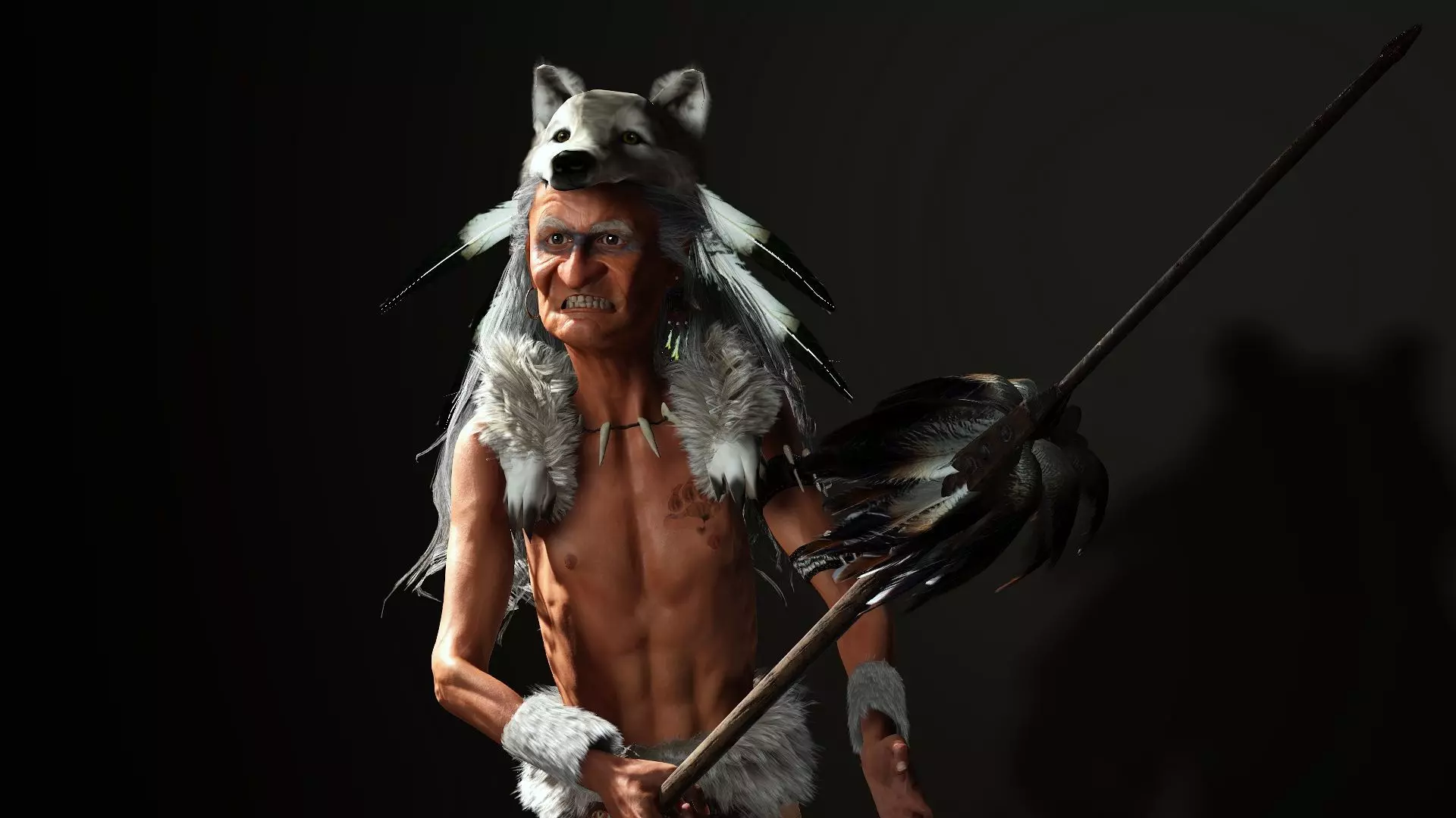 old red indian High quality character full Rigged and Animated 3D model