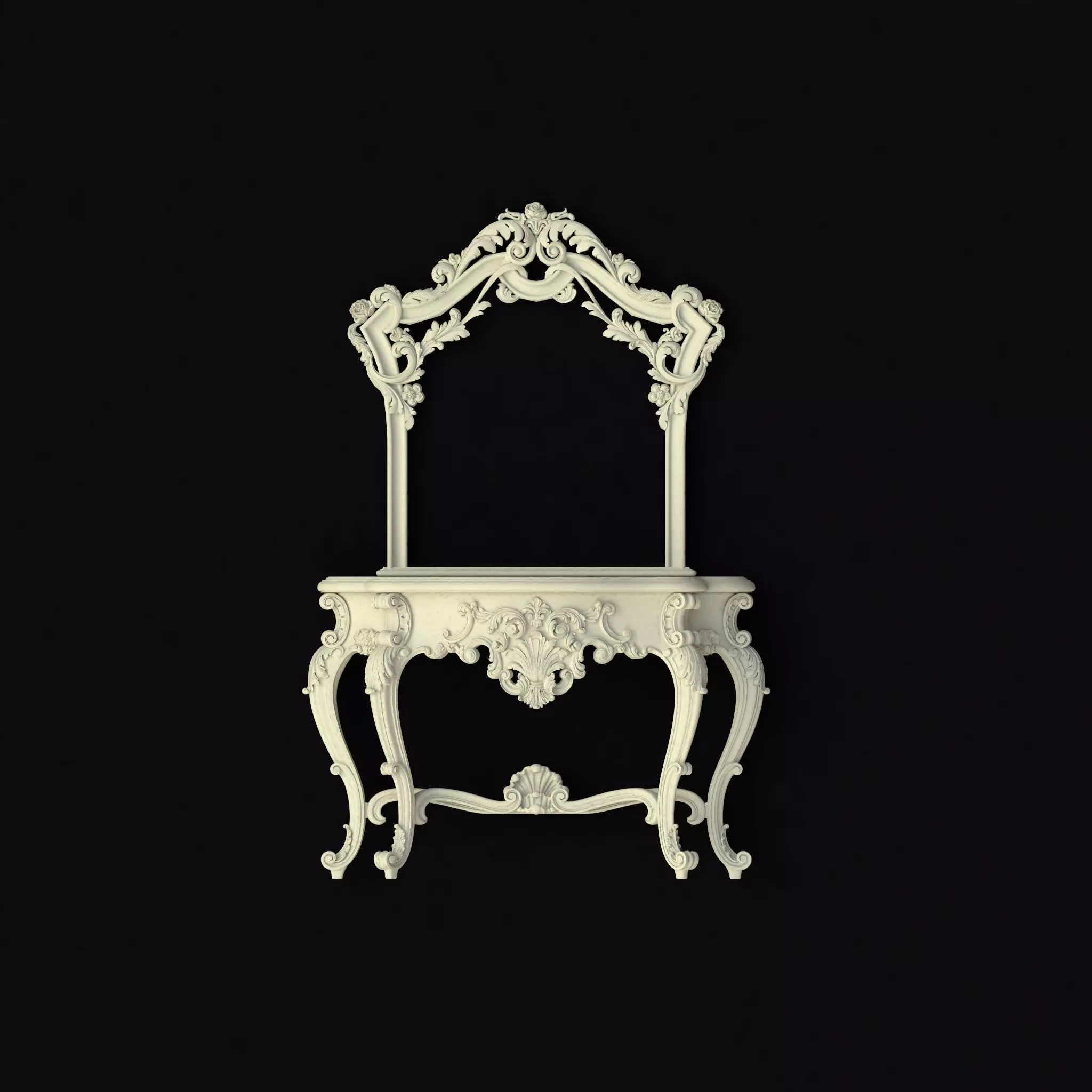 dressing table with mirror set 3D model_0