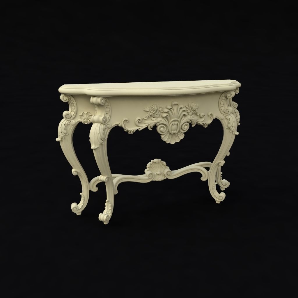 dressing table with mirror set 3D model_4