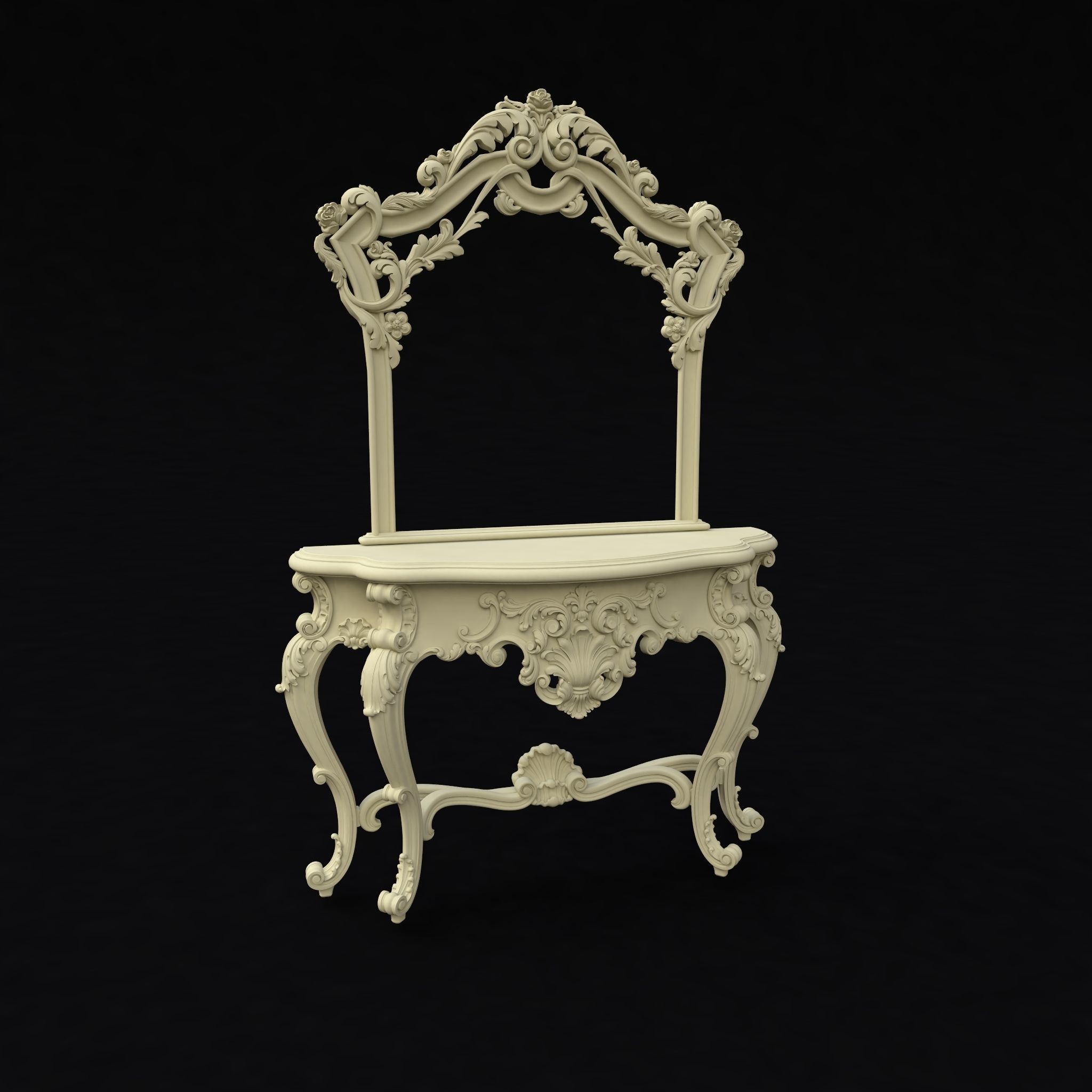 dressing table with mirror set 3D model_1
