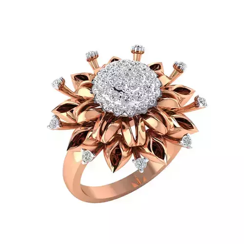 Women Flower Ring STL OBJ FBX Renders Details