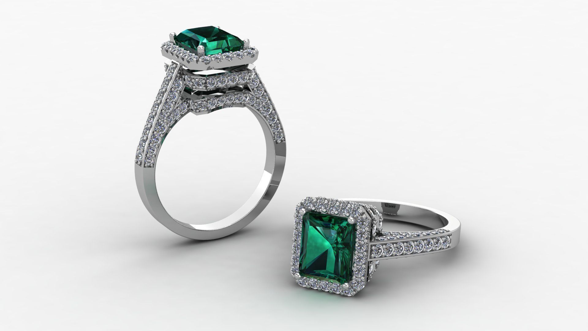 emerald  ring 3D print model_2