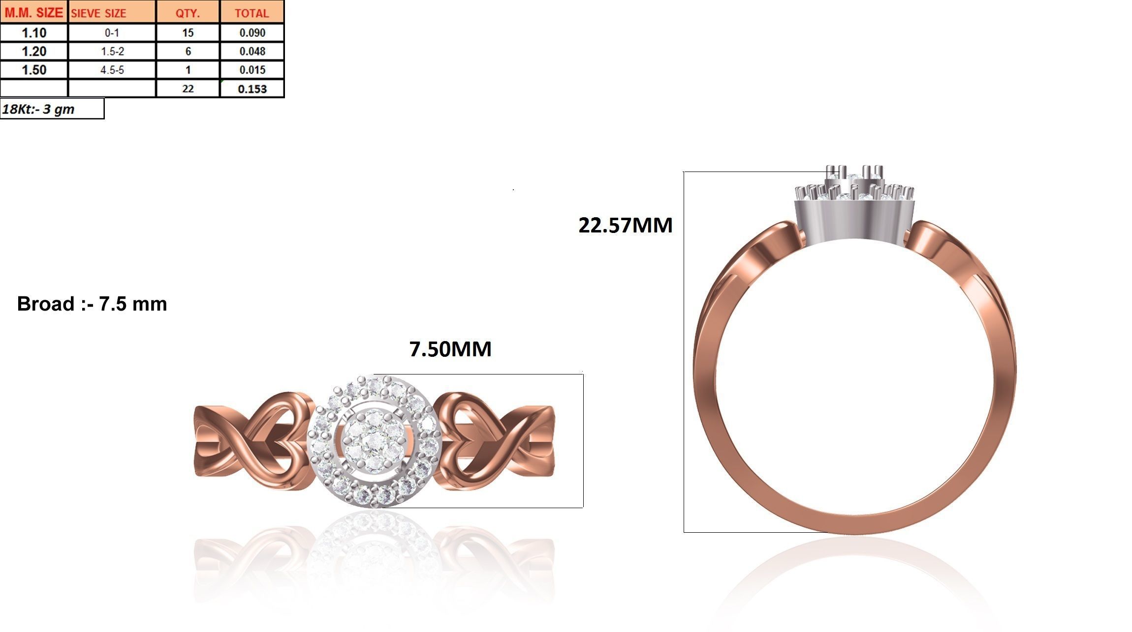 Women Wedding Engagement Ring STL OBJ FBX Renders Details 3D print model_24