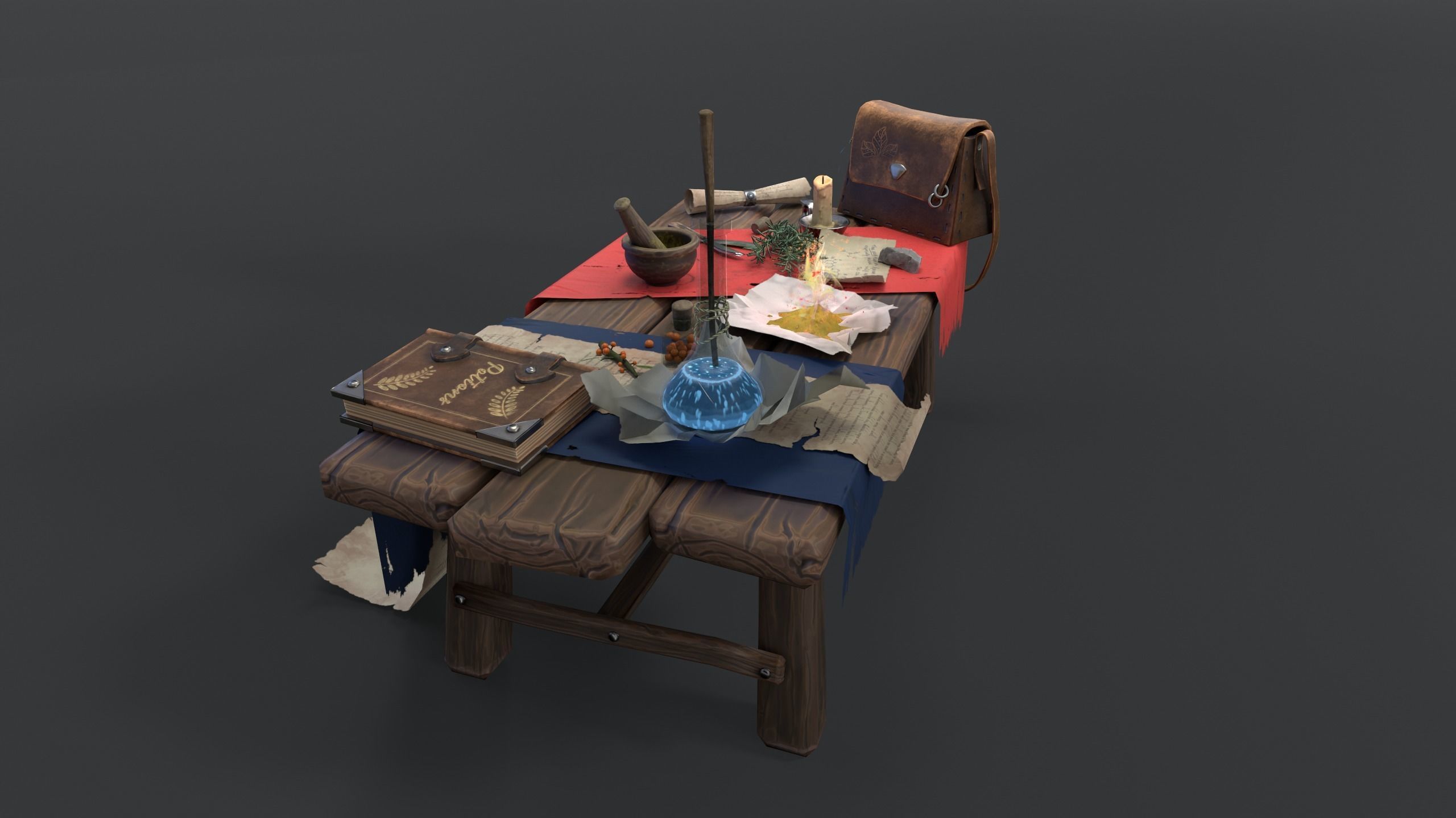 Stylized table Low-poly 3D model_9