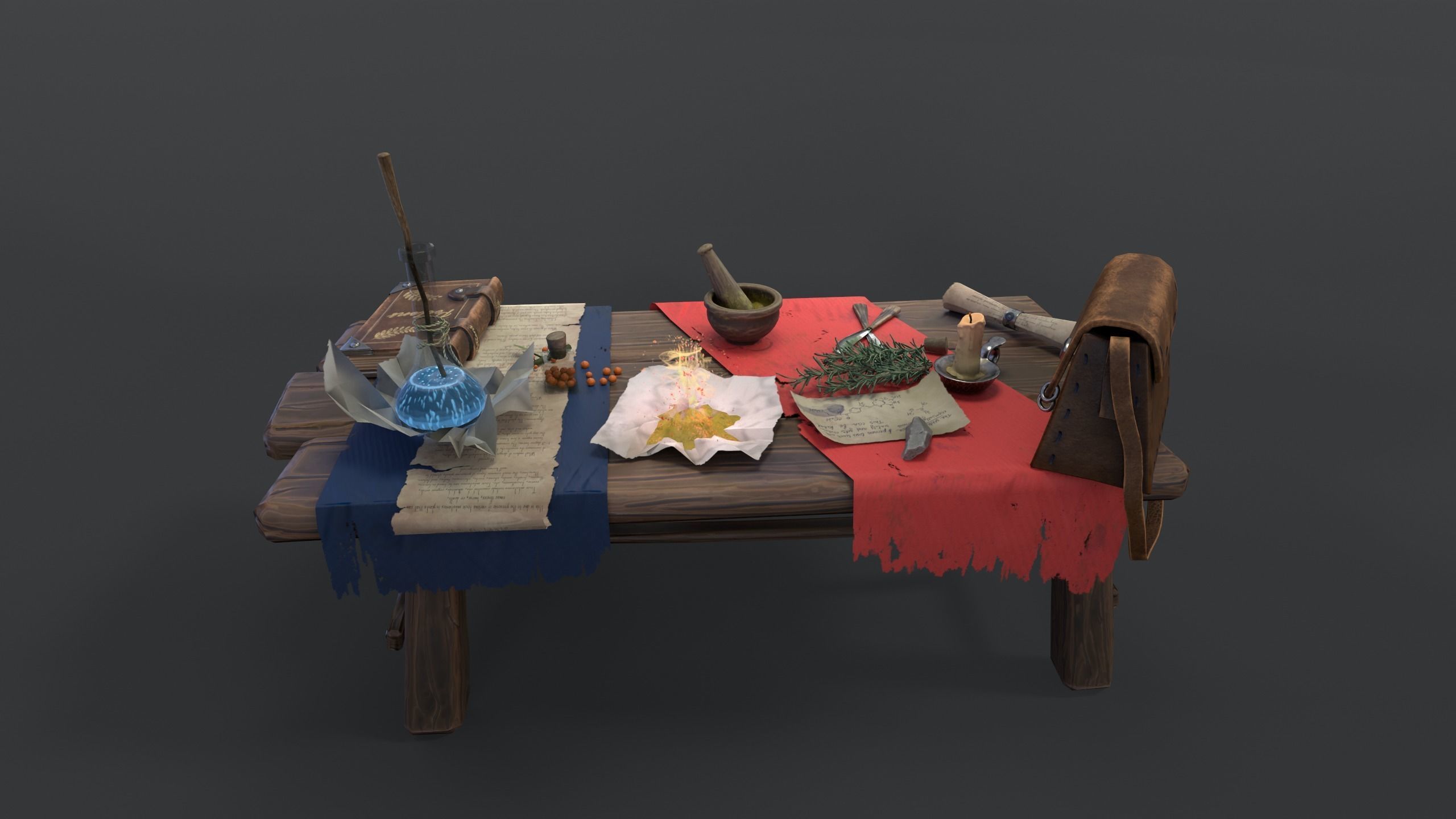Stylized table Low-poly 3D model_11
