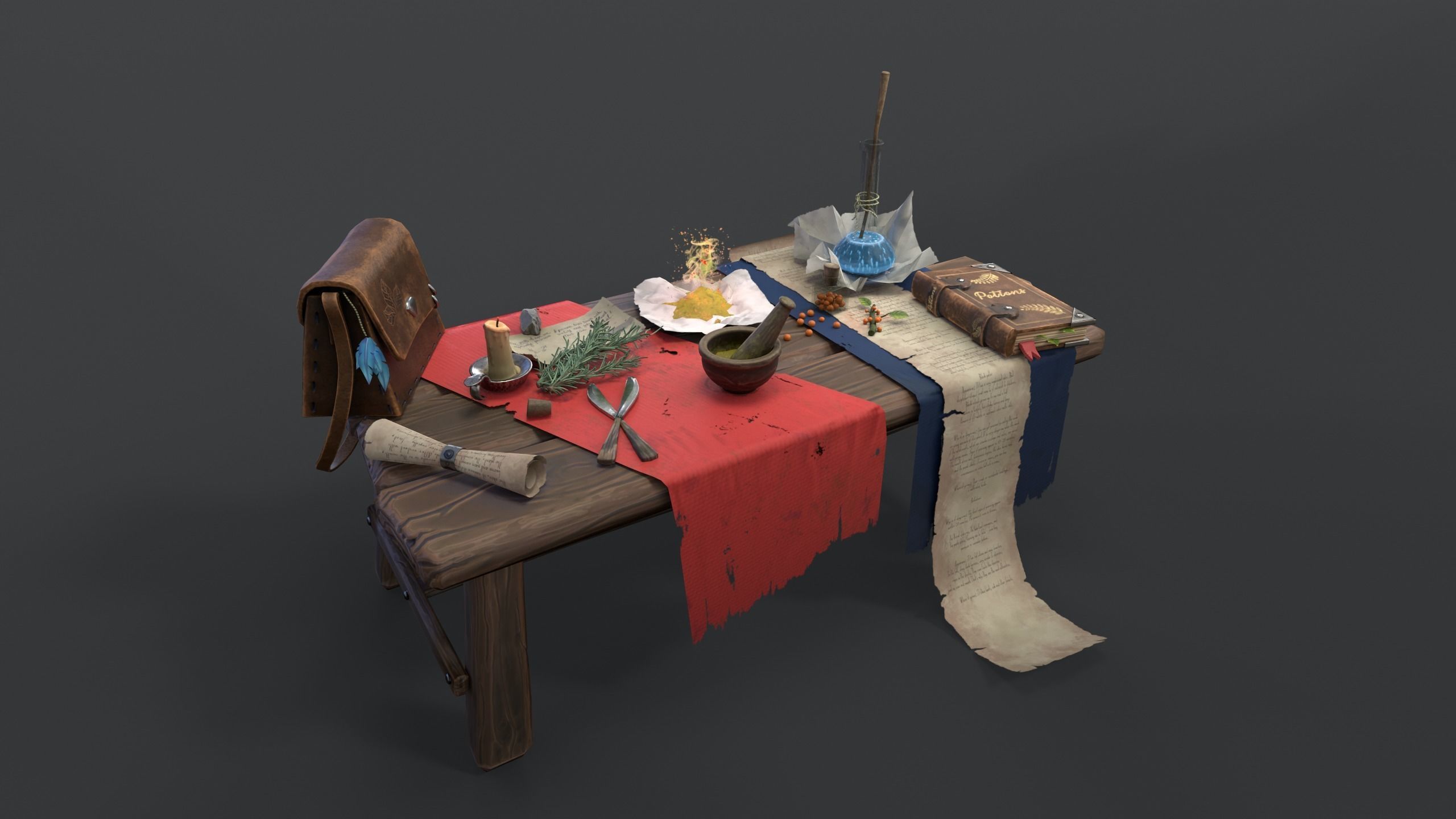 Stylized table Low-poly 3D model_5